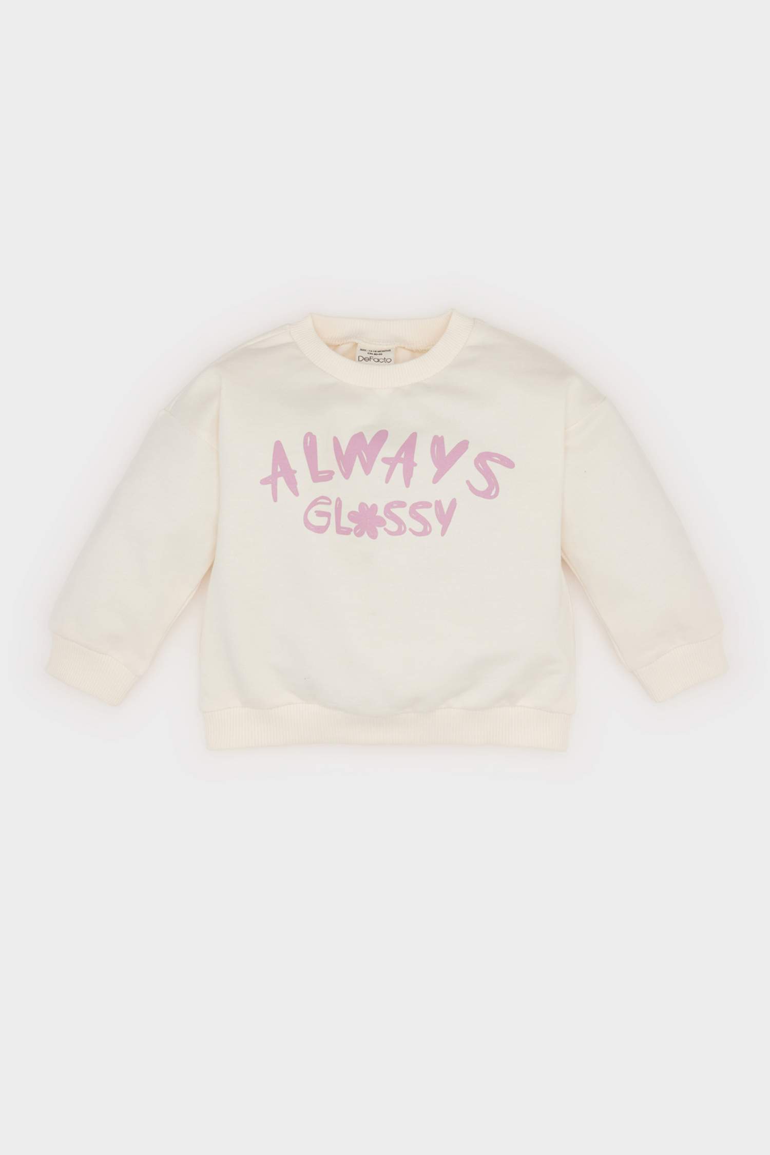 Kız Bebek Bisiklet Yaka Baskılı Sweatshirt