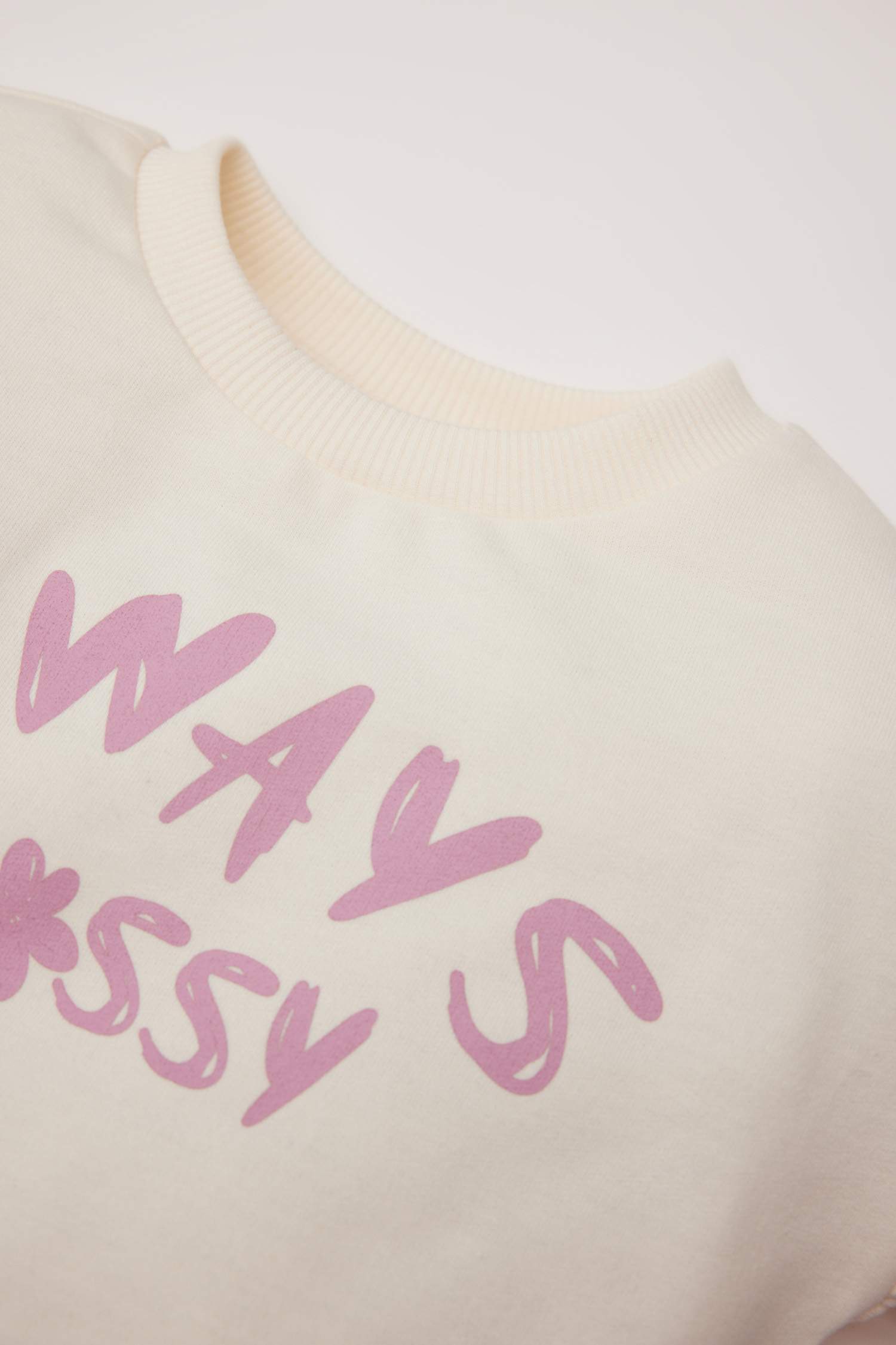 Kız Bebek Bisiklet Yaka Baskılı Sweatshirt