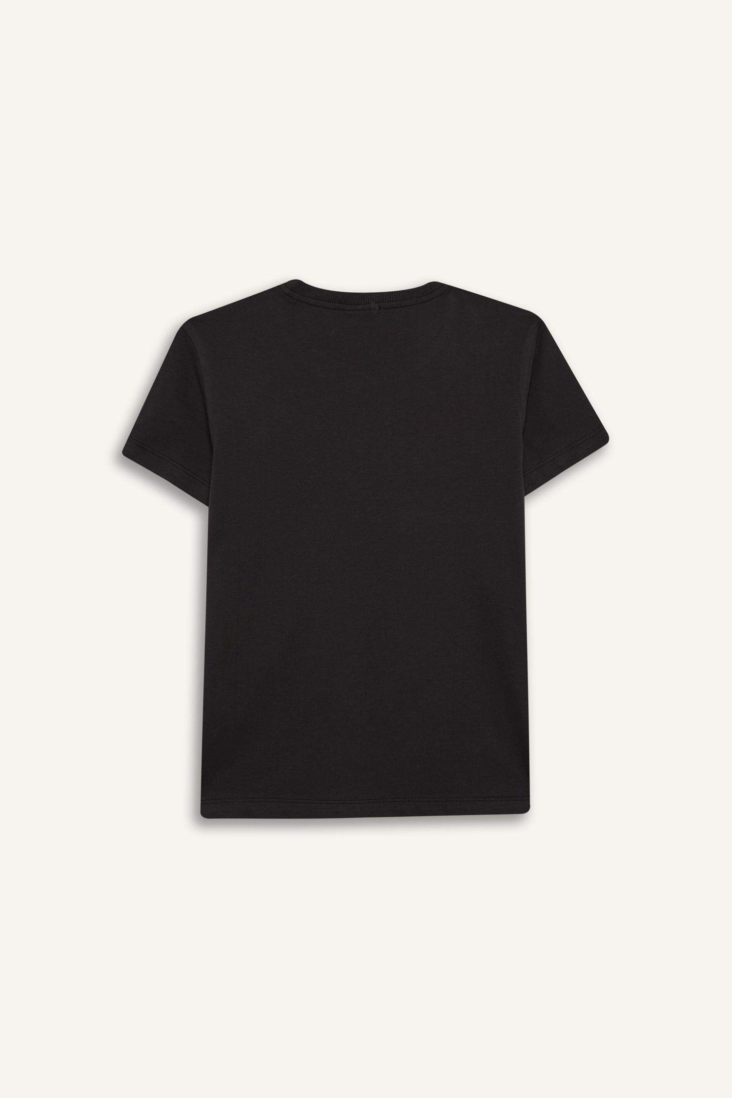 Kız Çocuk Bisiklet Yaka Baskılı Kısa Kollu Tişört