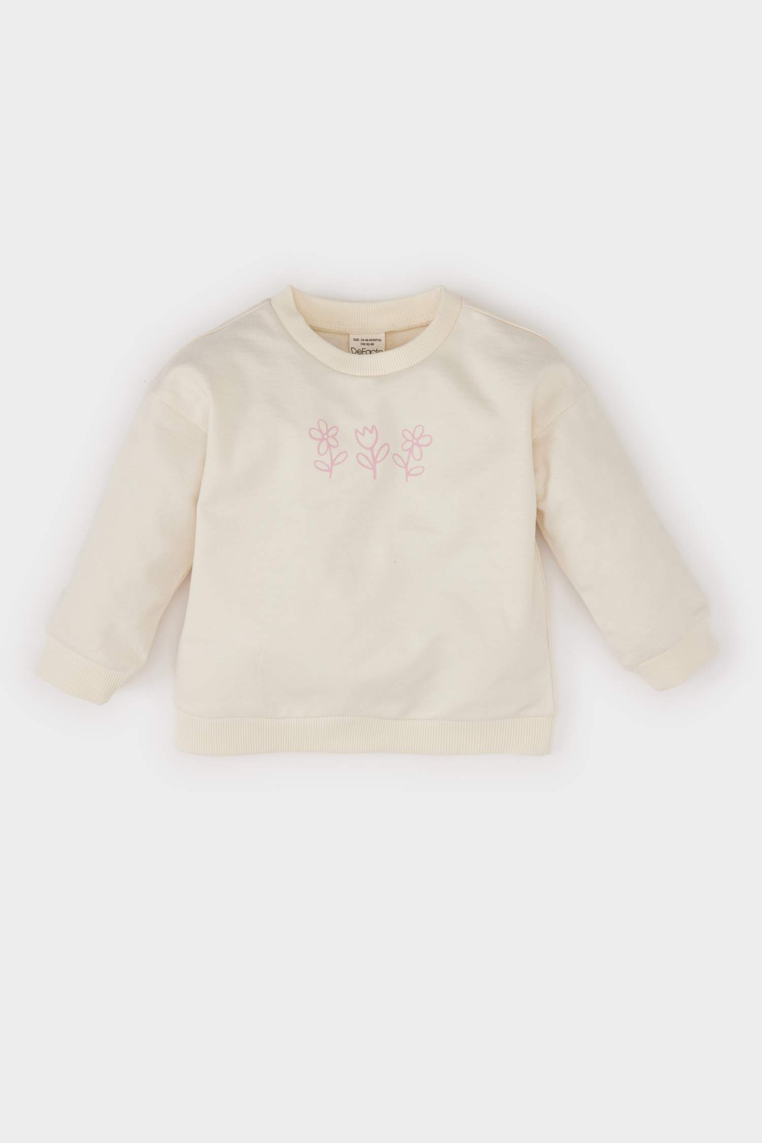 Kız Bebek Bisiklet Yaka Baskılı Sweatshirt