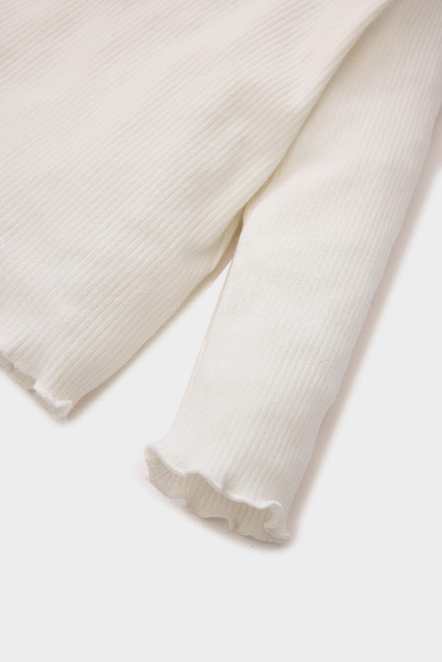 Kız Bebek Bisiklet Yaka Baskılı Fitilli Kaşkorse Uzun Kollu Tişört