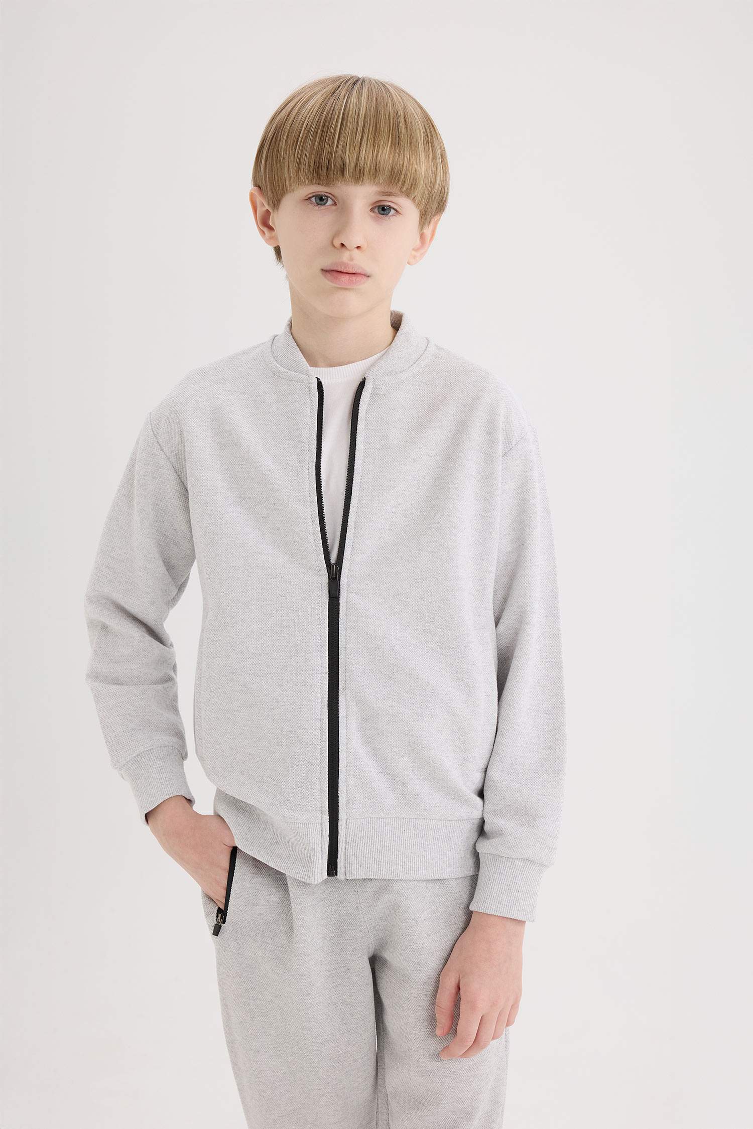 Baby Boy College Collar Bomber Pique Cardigan