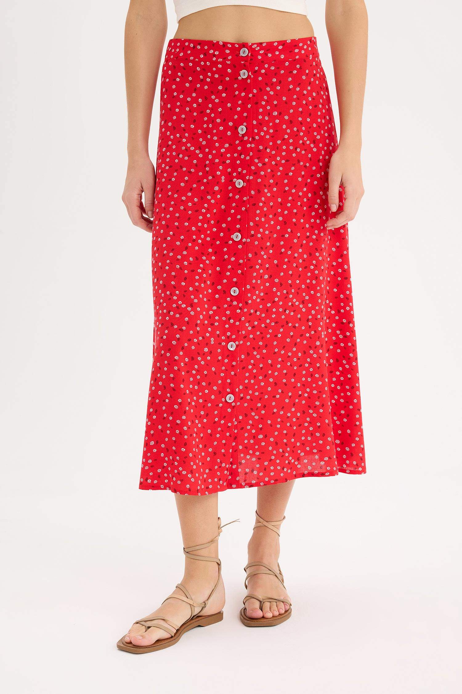 гүлді a-сызықты орташа ұзындық Тоқылған юбка