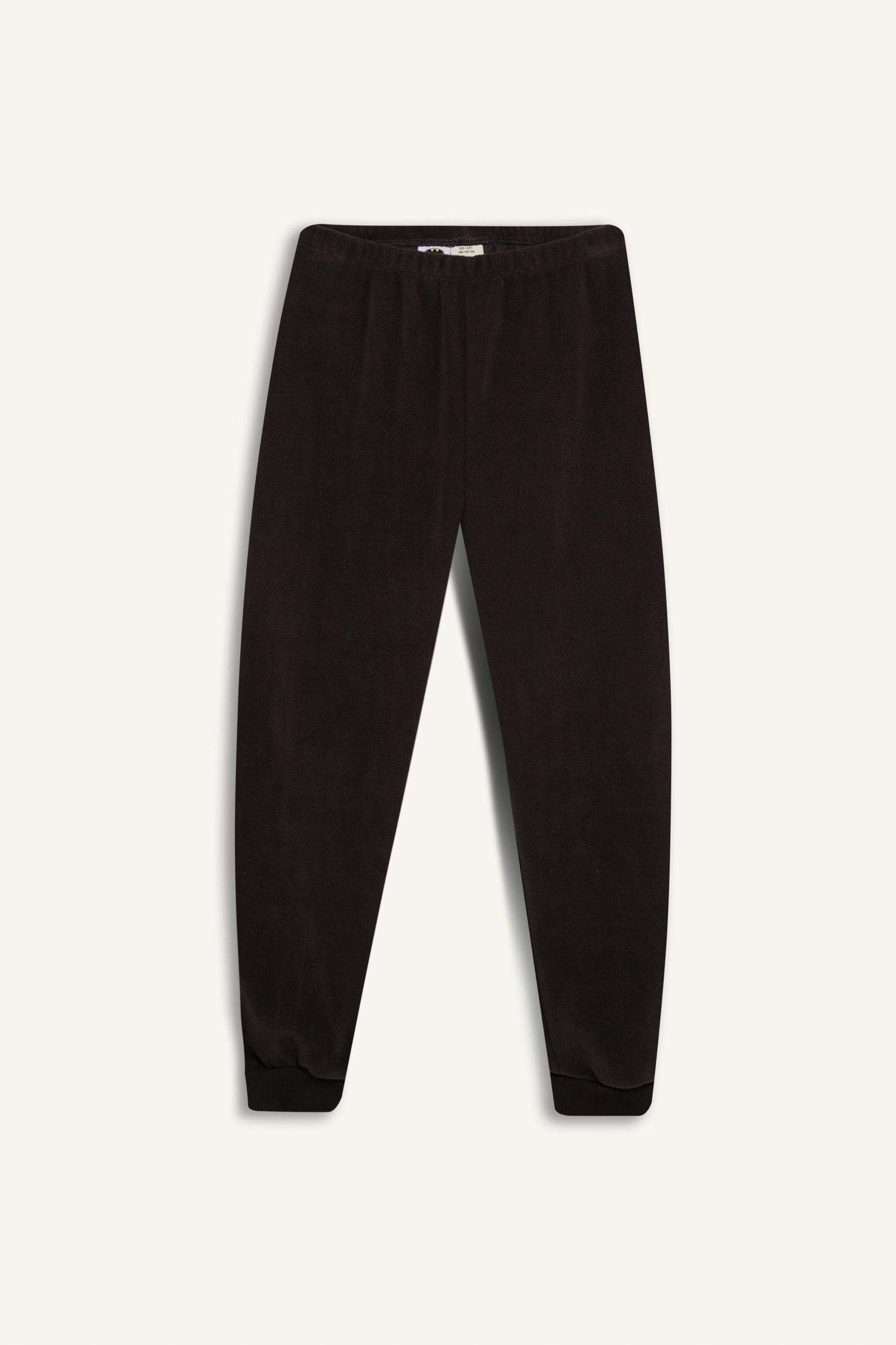 Erkek Çocuk Batman Pijama Takımı Polar Uzun Kollu Üst Beli Lastikli Uzun Alt