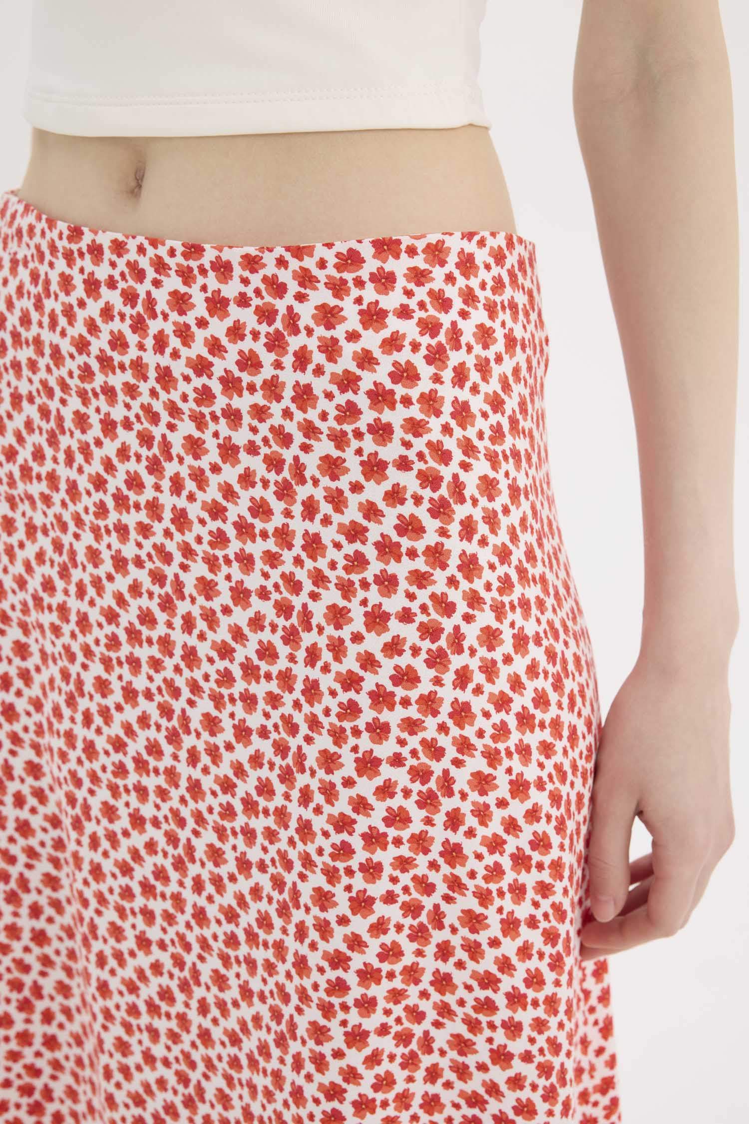 Юбка-макси А-силуэта с цветочным принтом из мароккена с обычной посадкой на талии