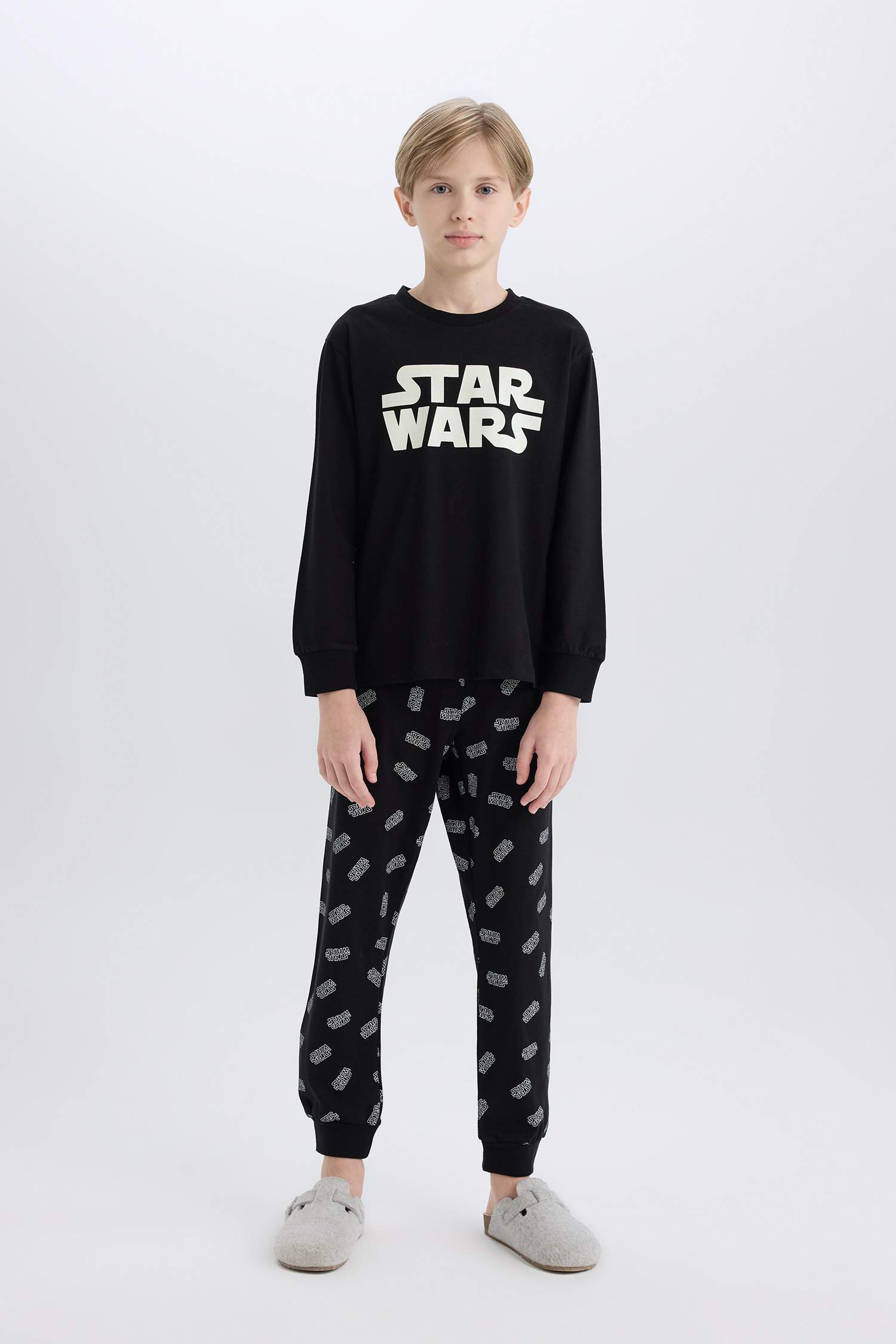 Boy Star Wars Long Sleeve Top Bottom 2 Piece Pajama Set