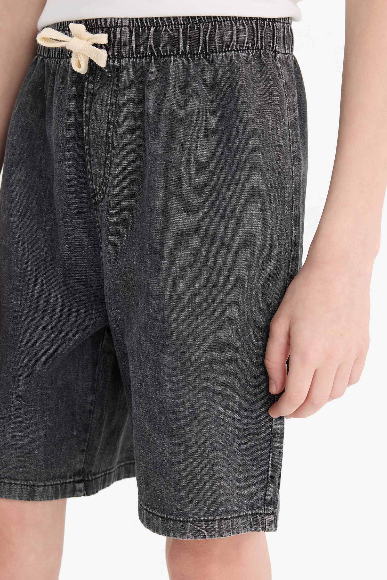 Erkek Çocuk Beli Lastikli Jean Şort