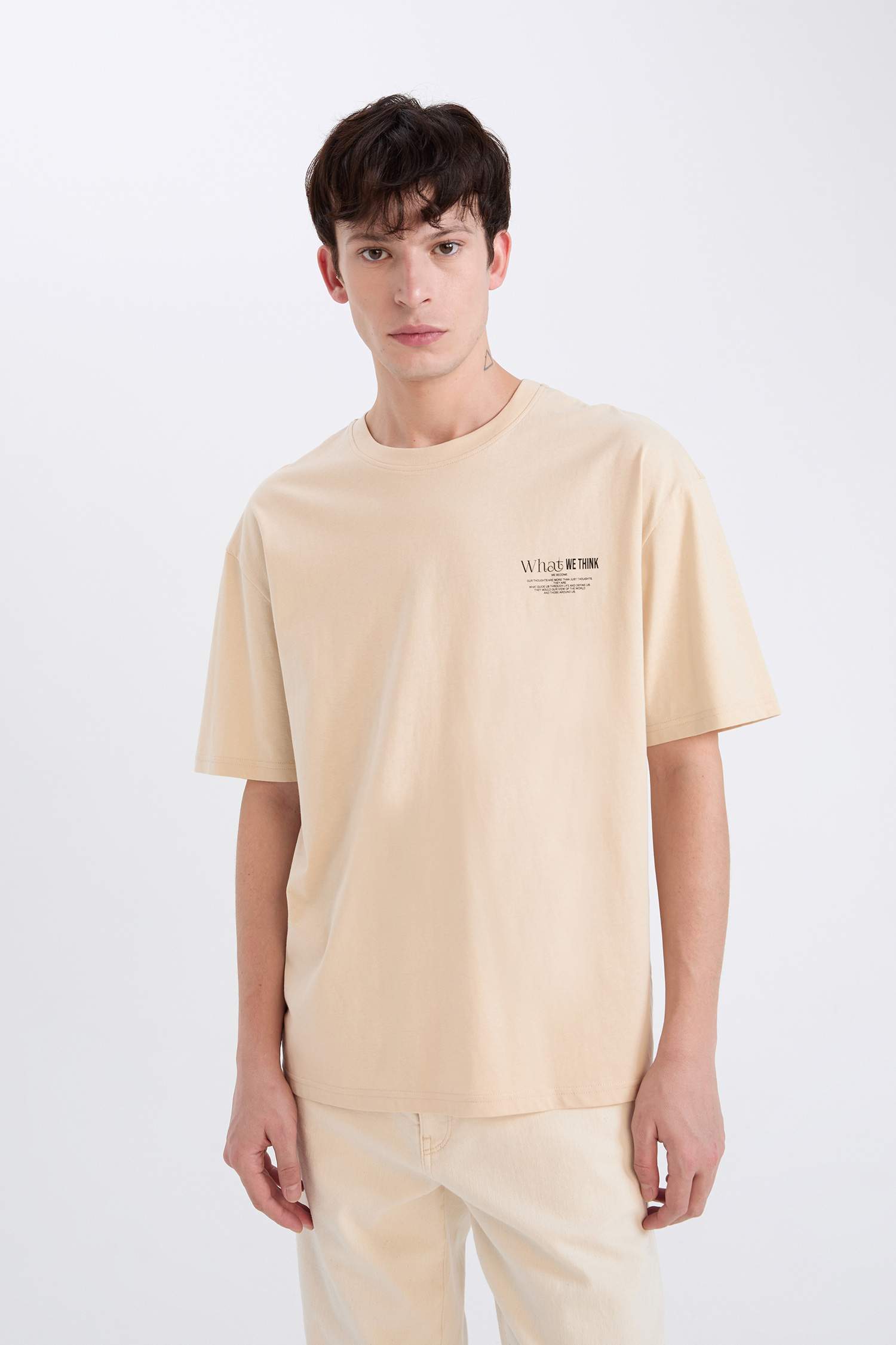 Oversize Fit Crew Neck Printed Short Sleeve T-Shirt