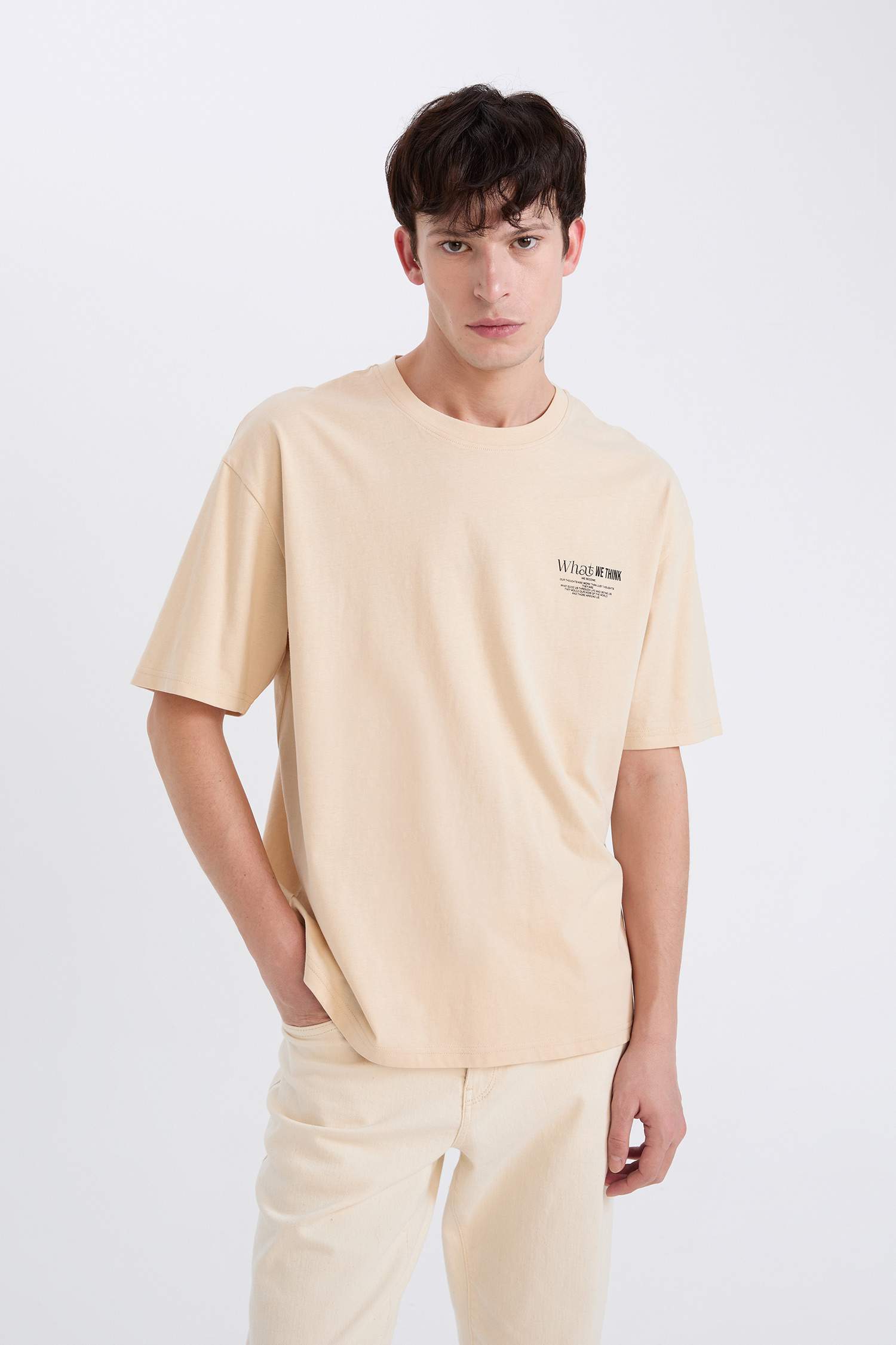 Oversize Fit Crew Neck Printed Short Sleeve T-Shirt