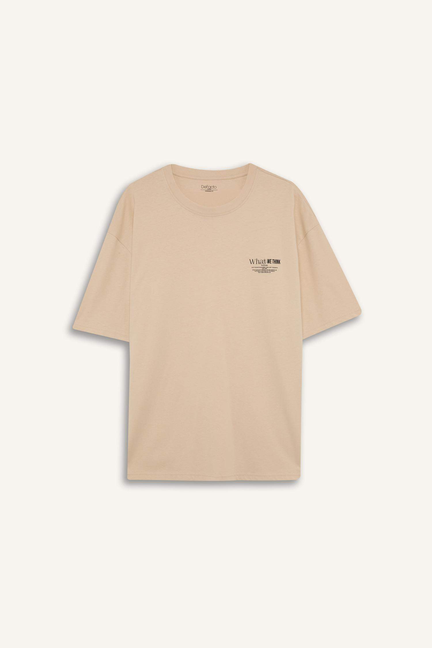 Oversize Fit Crew Neck Printed Short Sleeve T-Shirt