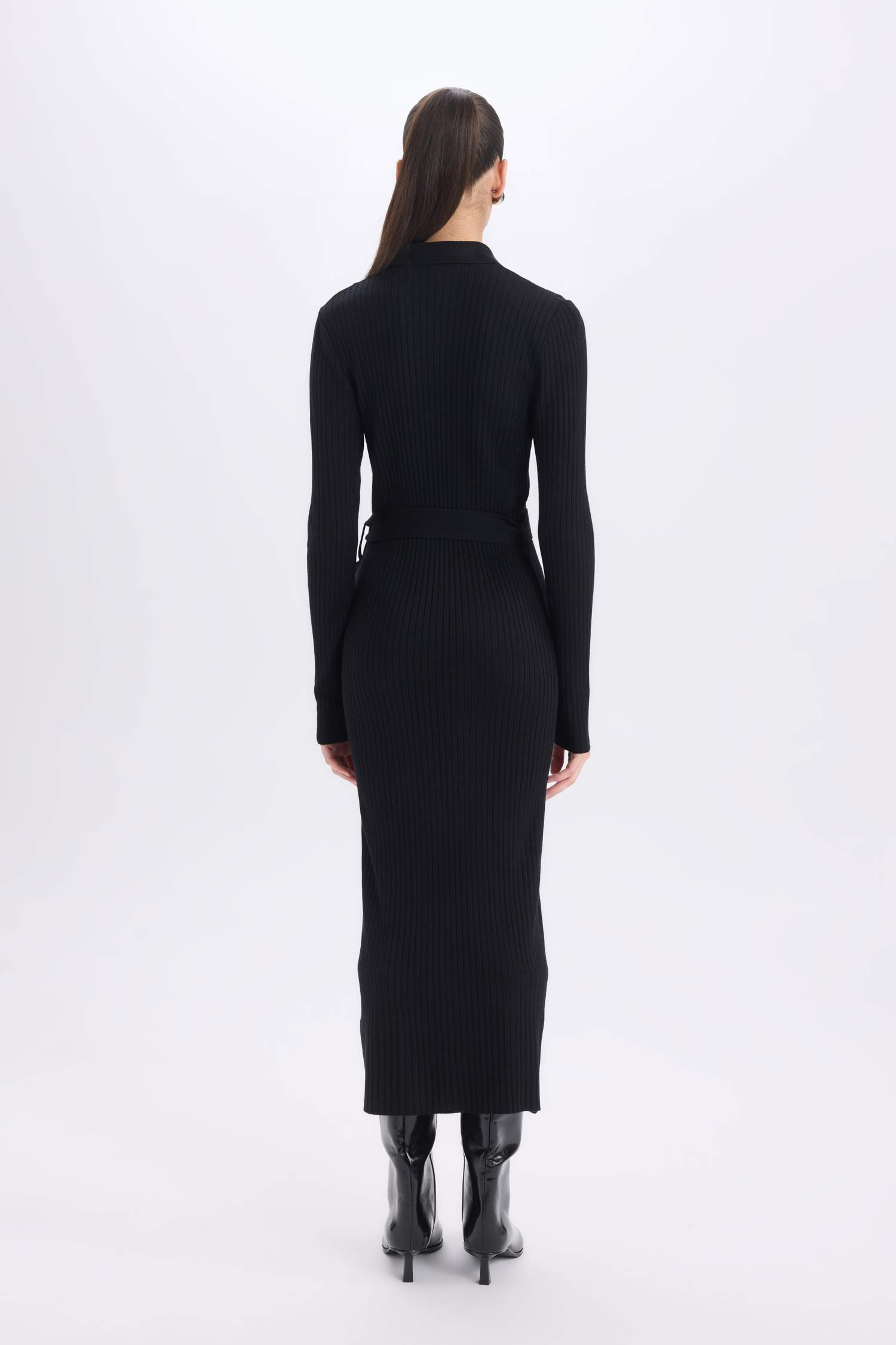 فستان ميدي سادة ردن طويل بياخة قميص