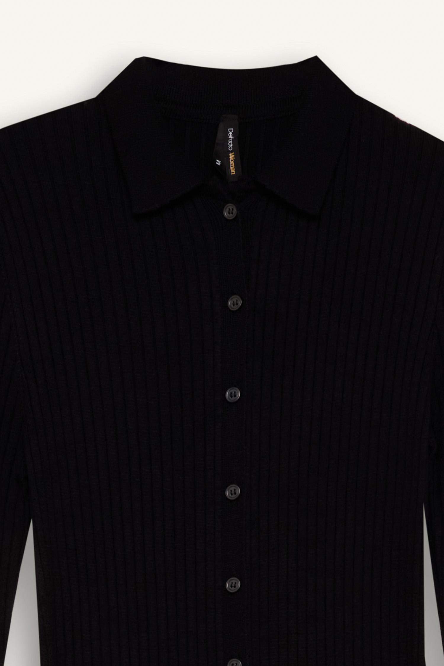 فستان ميدي سادة ردن طويل بياخة قميص