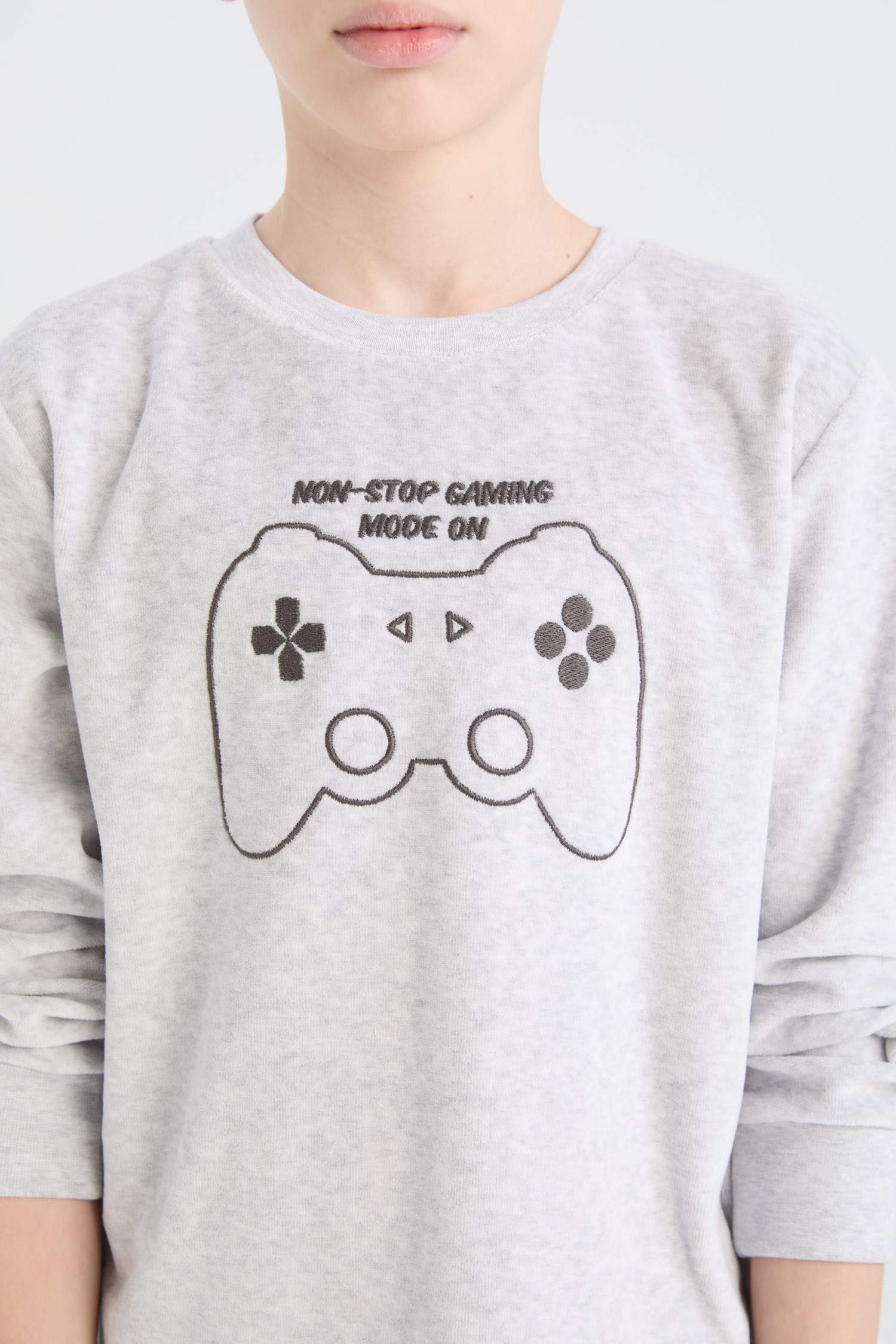 Erkek Çocuk Kadife Pijama Takımı Baskılı Uzun Kollu Üst Uzun Alt