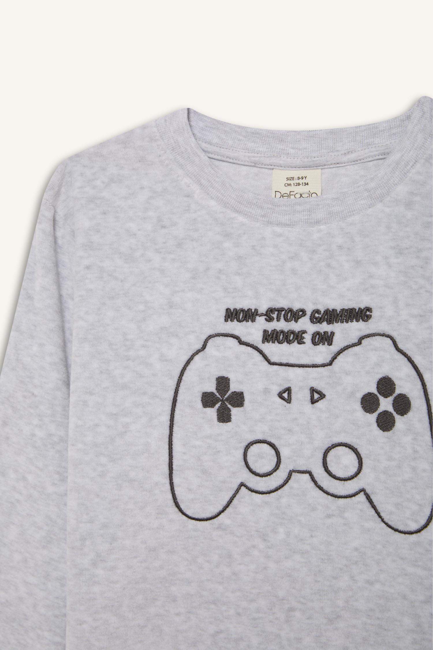 Erkek Çocuk Kadife Pijama Takımı Baskılı Uzun Kollu Üst Uzun Alt