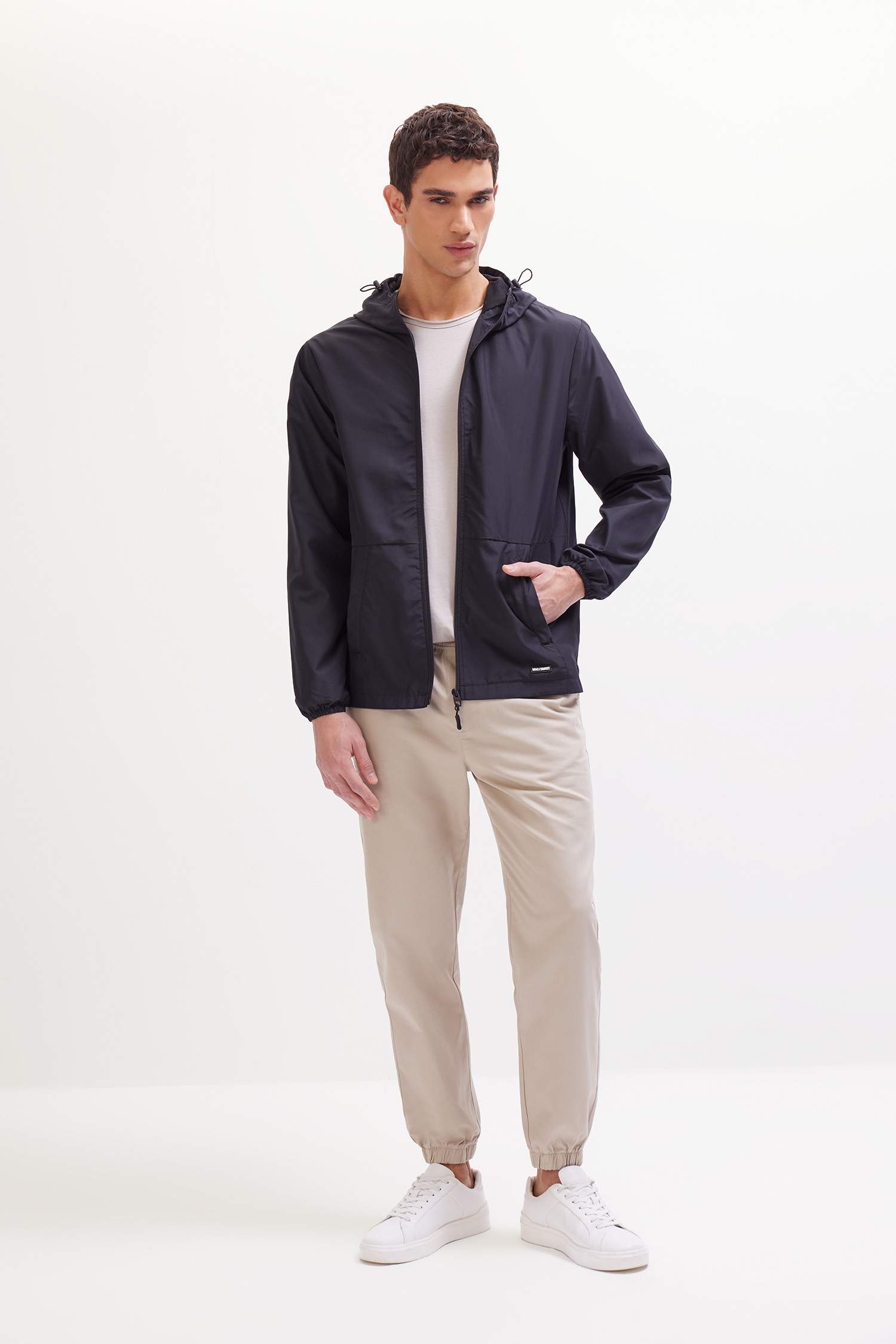 %100 Pamuk Jogger Slim Fit Dar Kesim Beli Bağcıklı Gabardin Pantolon