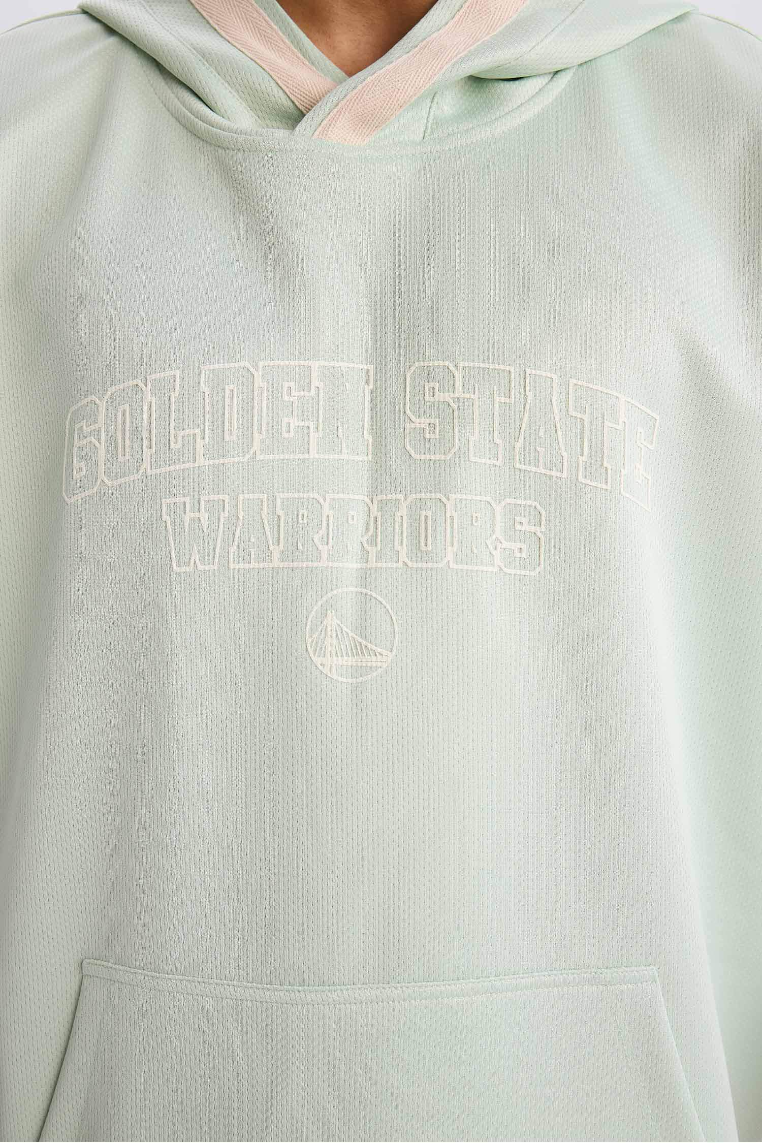 DeFactoFit NBA Golden State Warriors Oversize Geniş Kalıp Kapüşonlu Waffle Kısa Kollu Tişört