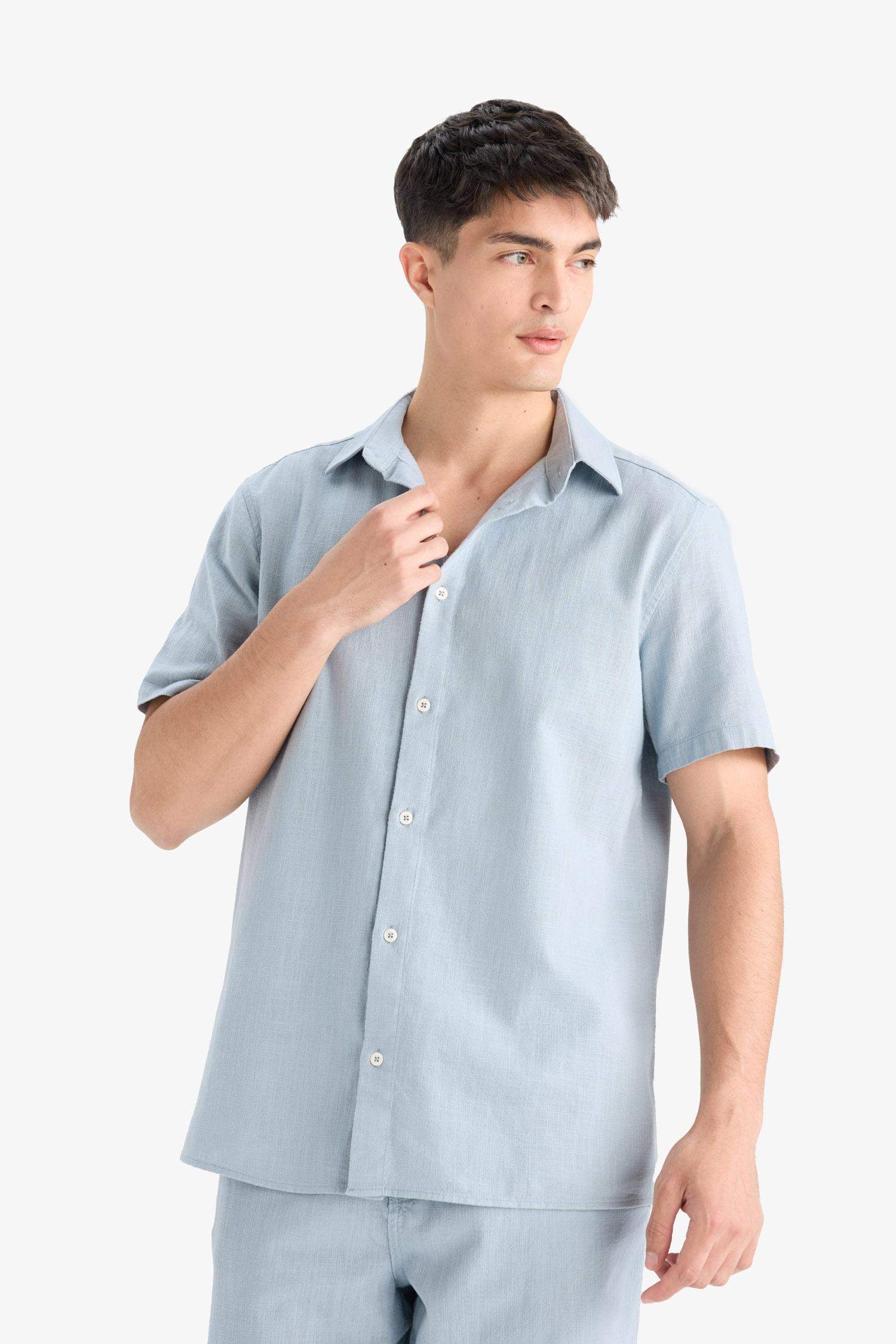 %100 Pamuk Regular Fit Polo Yaka Yazlık Kısa Kollu Gömlek