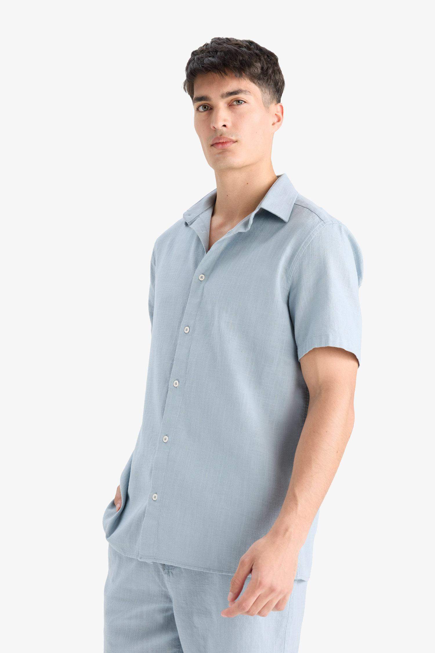 %100 Pamuk Regular Fit Polo Yaka Yazlık Kısa Kollu Gömlek