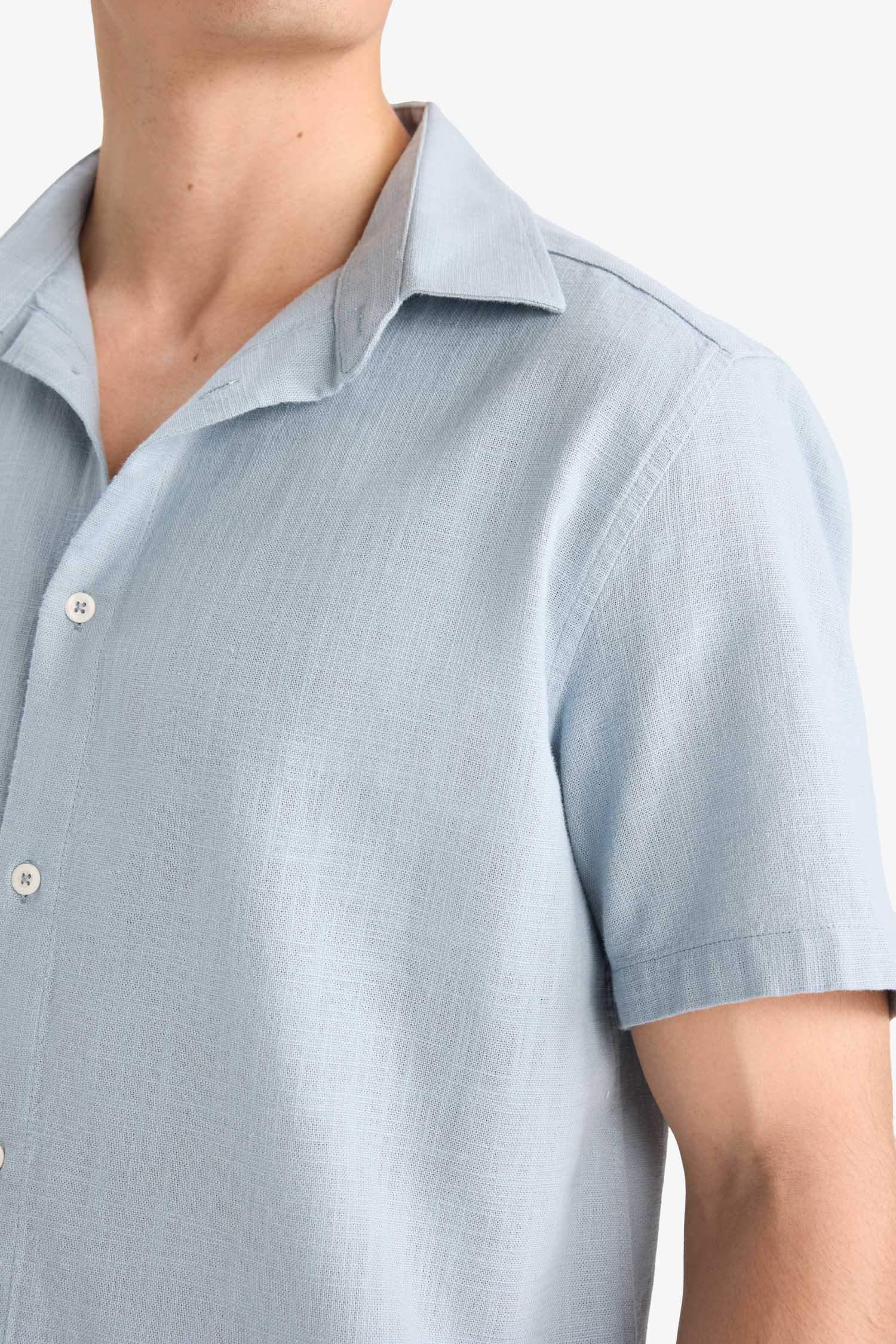 %100 Pamuk Regular Fit Polo Yaka Yazlık Kısa Kollu Gömlek