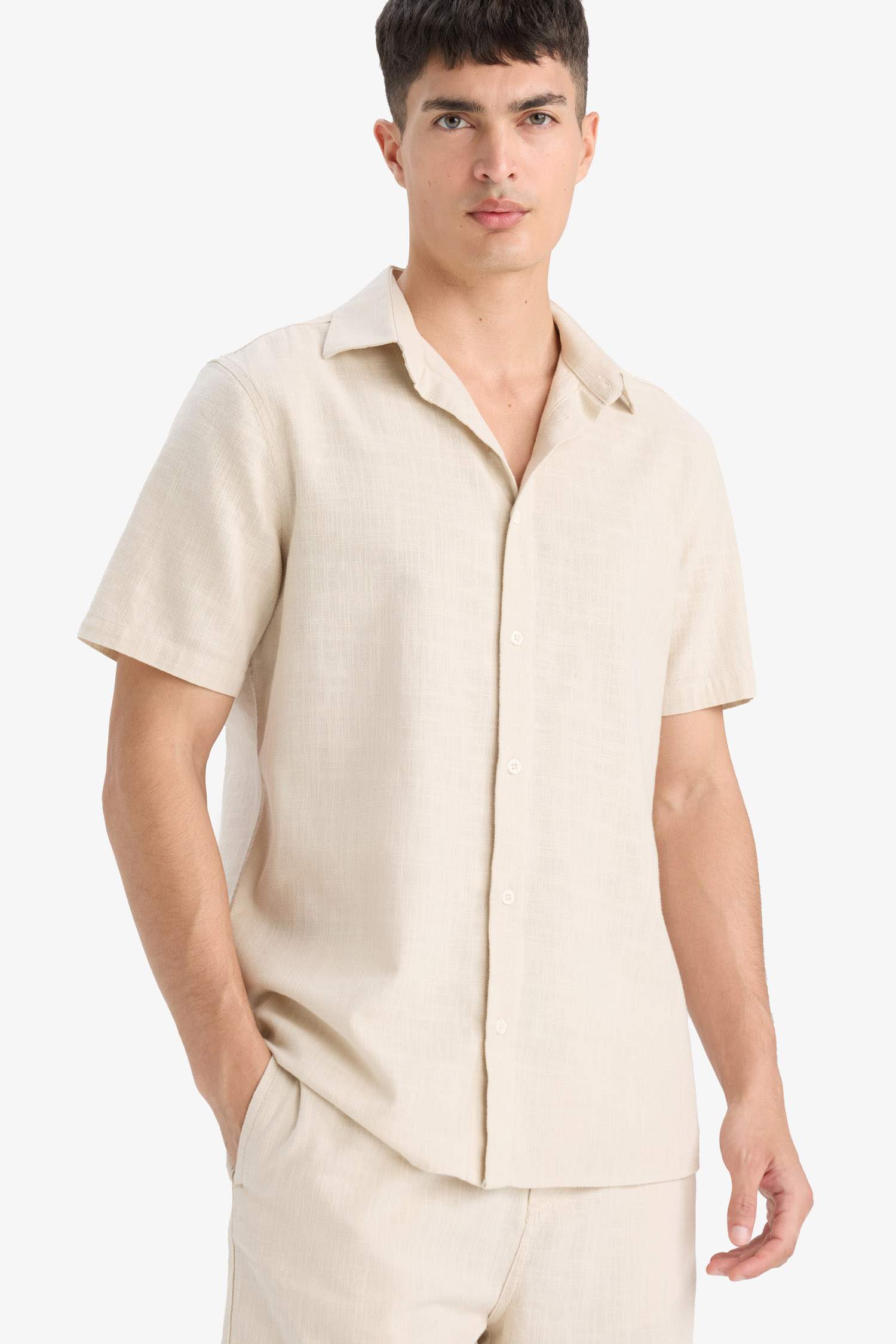 %100 Pamuk Regular Fit Polo Yaka Yazlık Kısa Kollu Gömlek