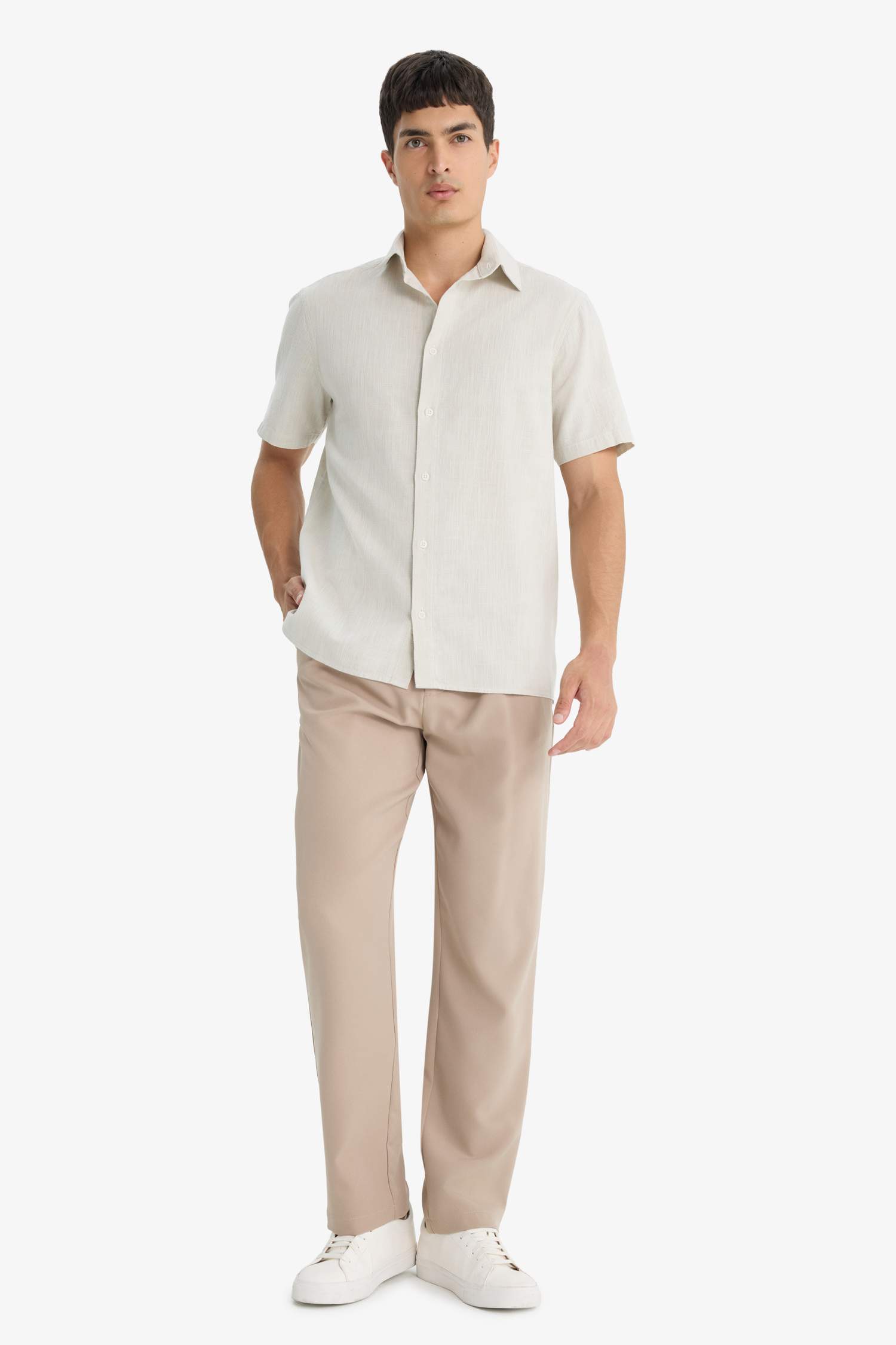 قميص صيفي نص ردن قطن قصة عادية بياخة بولو