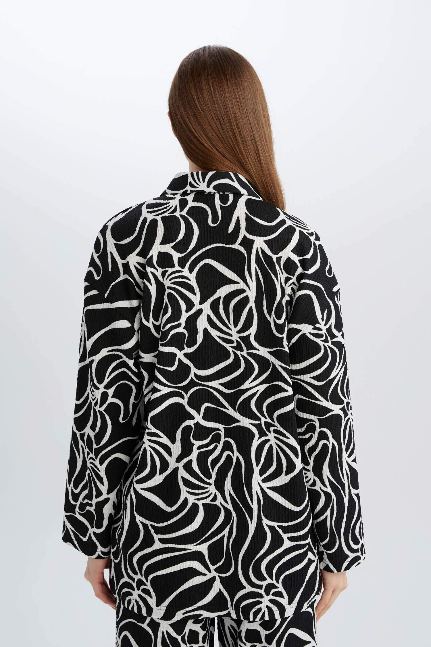 Regular Fit Desenli Bürümcük Uzun Kollu Gömlek