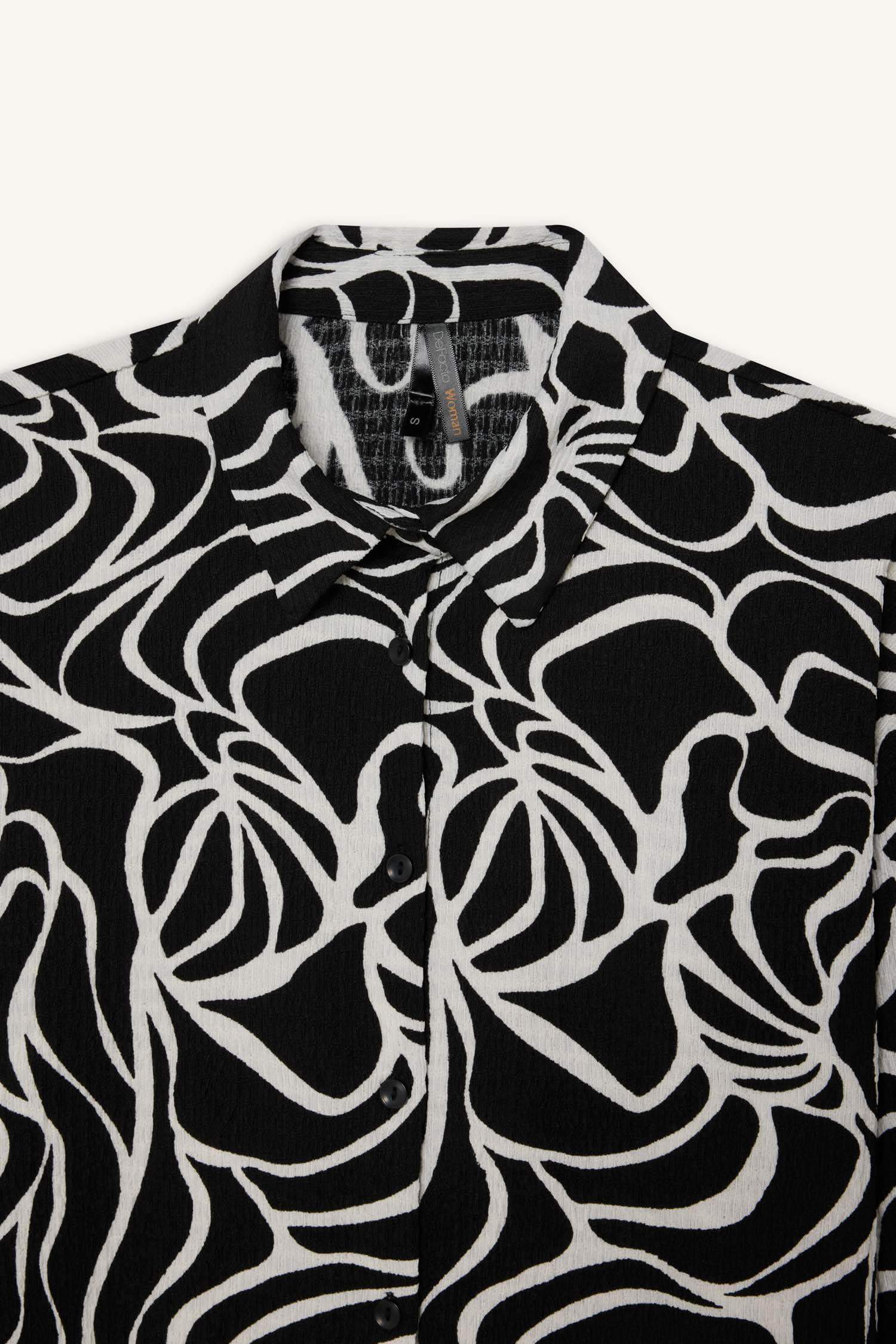 Regular Fit Desenli Bürümcük Uzun Kollu Gömlek