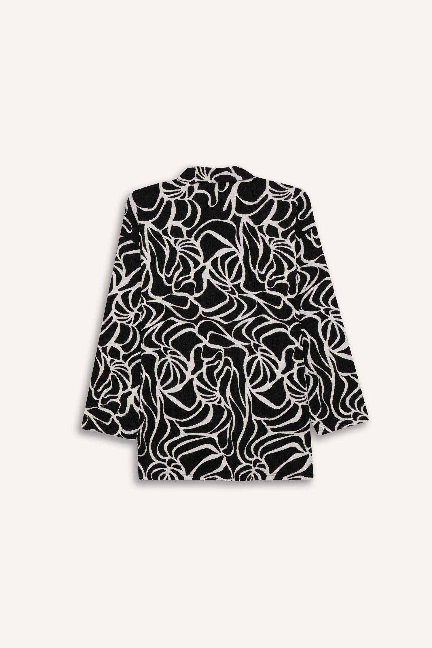 Regular Fit Desenli Bürümcük Uzun Kollu Gömlek