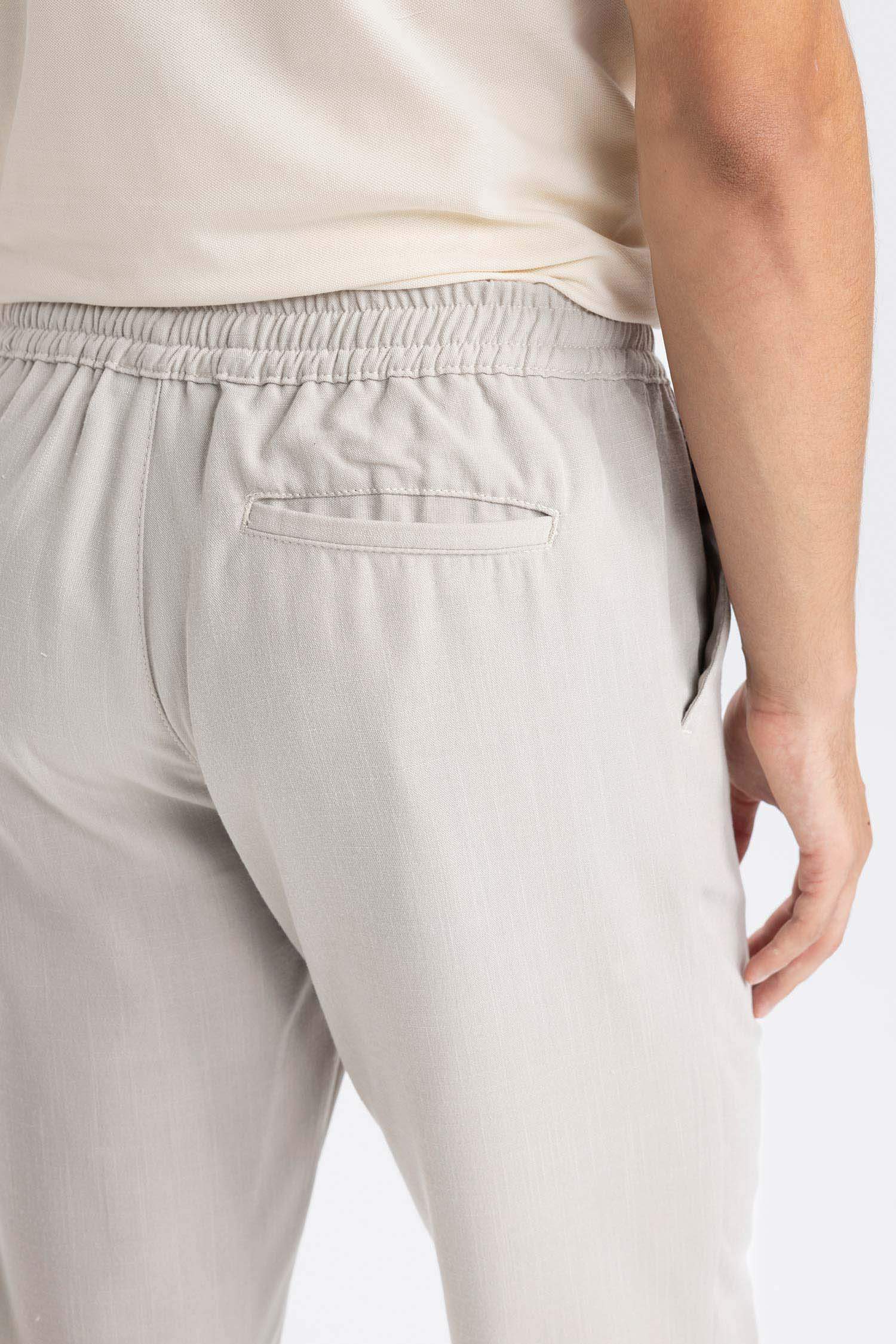 Yazlık Jogger Pantolon Slim Fit Dar Kesim Beli Bağcıklı Cepli Düz Paça