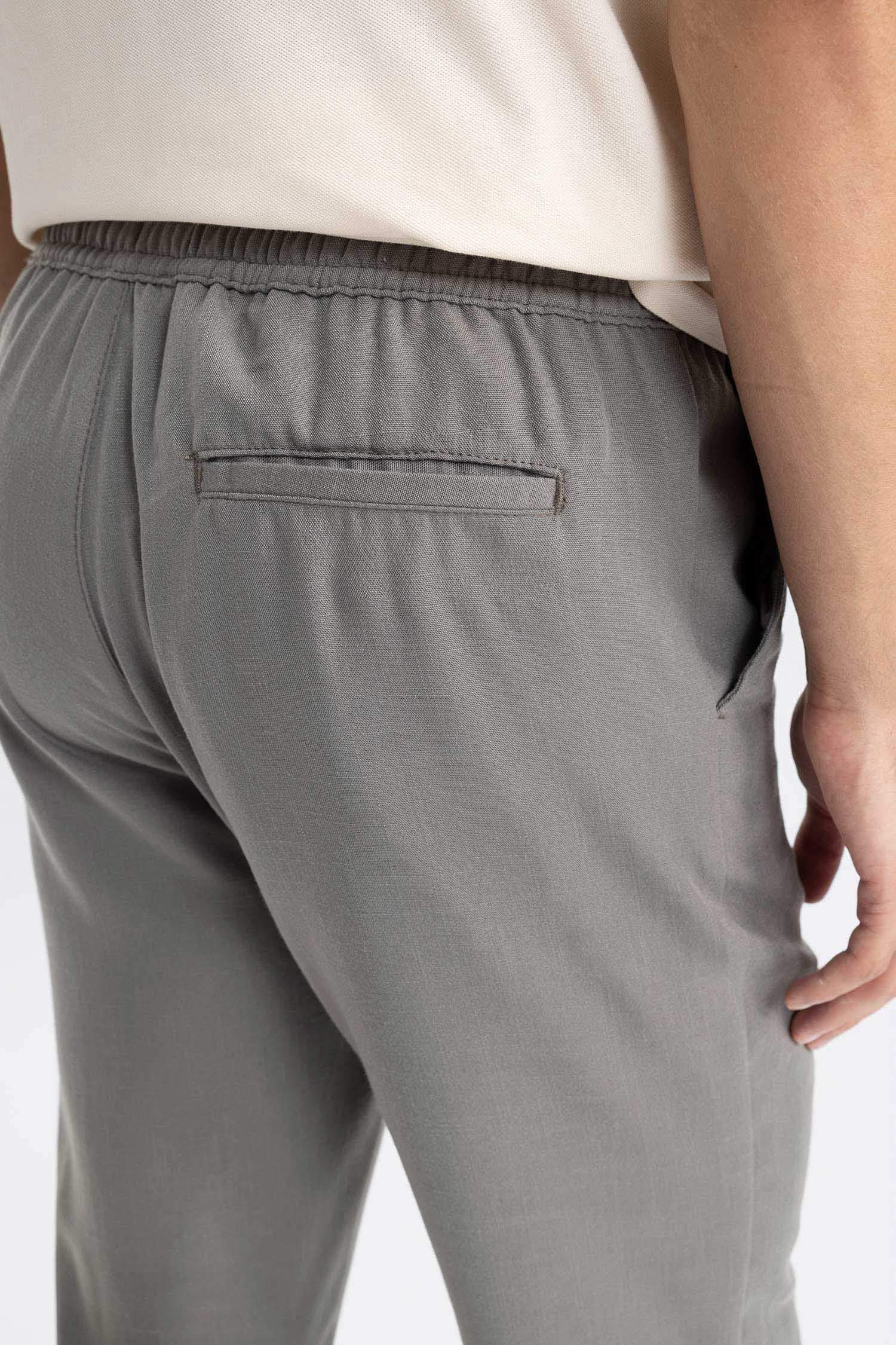 Yazlık Jogger Pantolon Slim Fit Dar Kesim Beli Bağcıklı Cepli Düz Paça