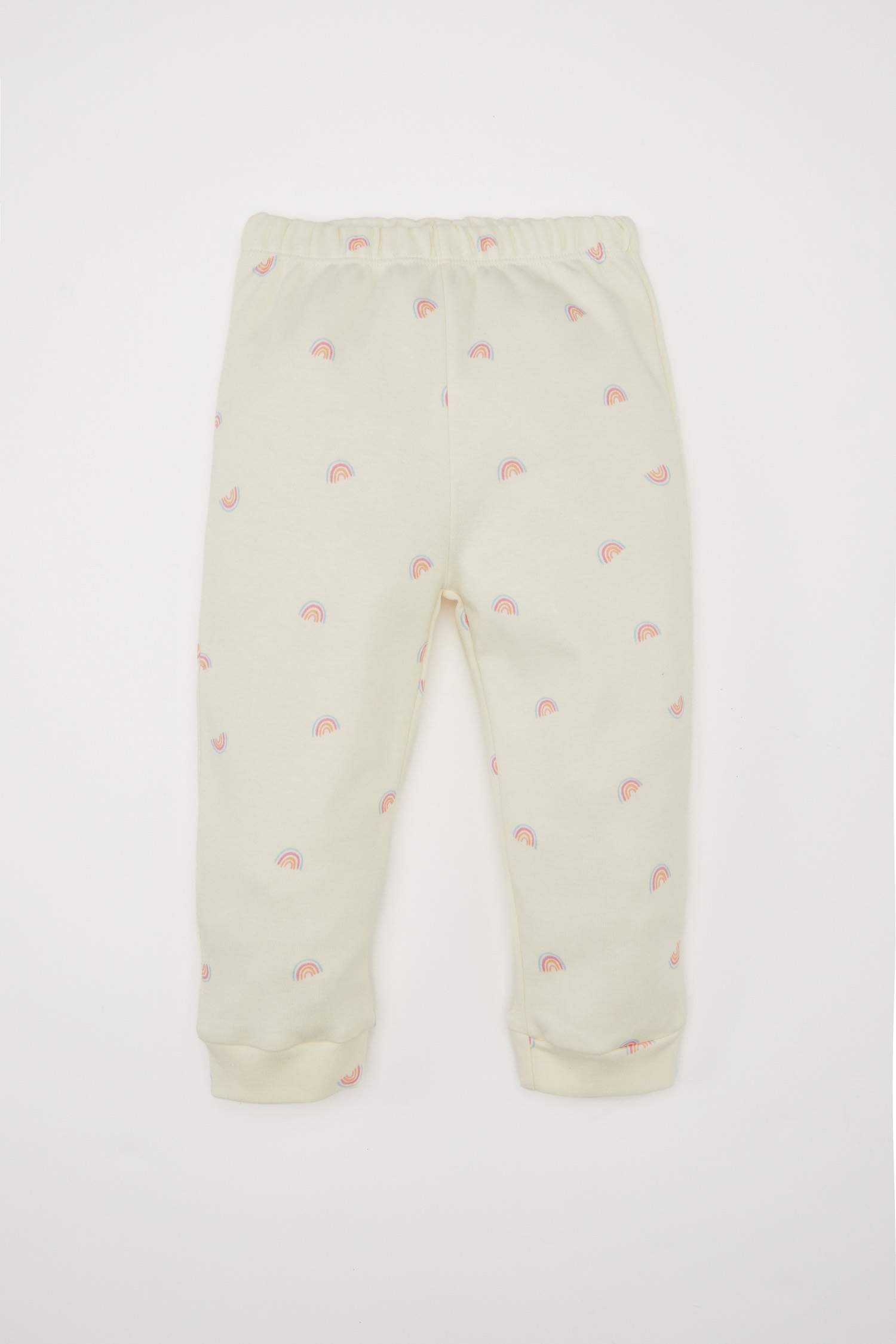 Kız Bebek Pijama Takımı Gökkuşağı Baskılı Uzun Kollu Üst Beli Lastikli Alt