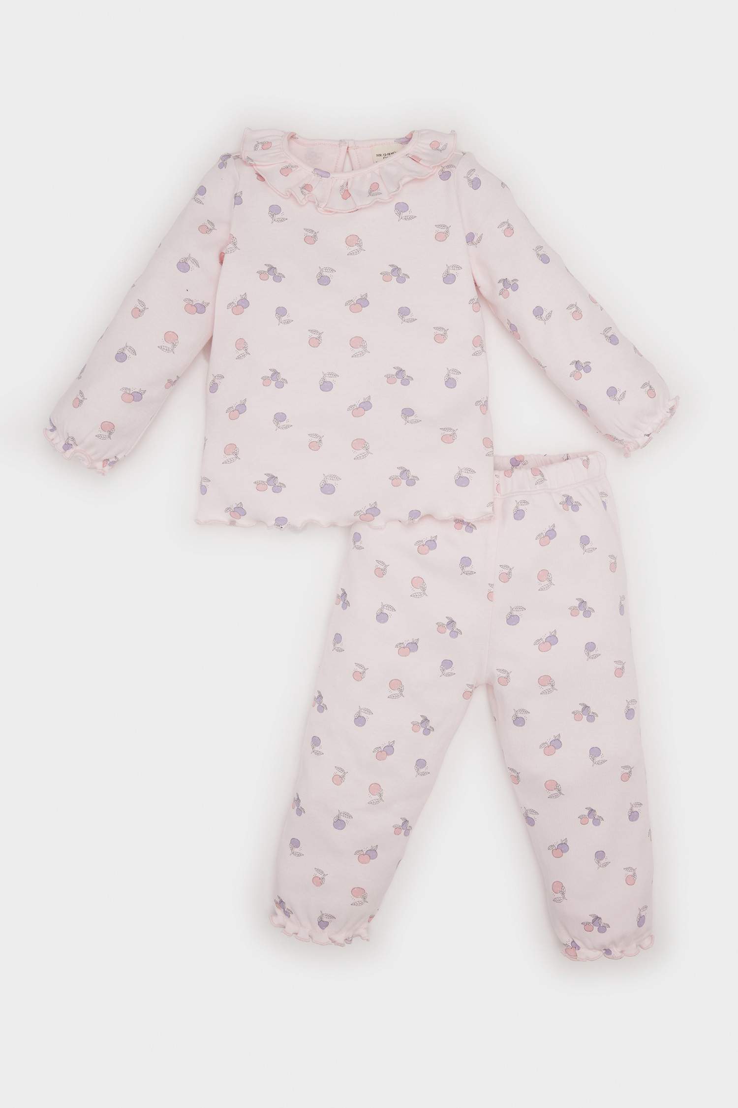 Baby Girl Fruit Patterned Top Long Bottom 2 Piece Pajama Set
