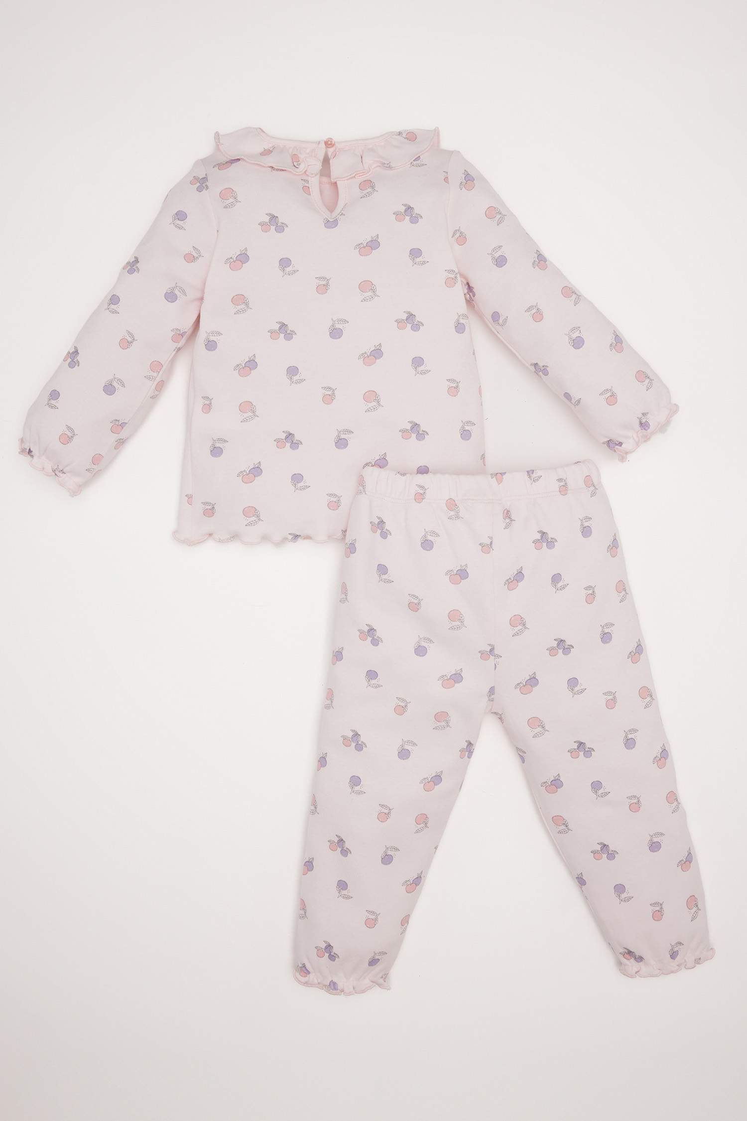 Baby Girl Fruit Patterned Top Long Bottom 2 Piece Pajama Set