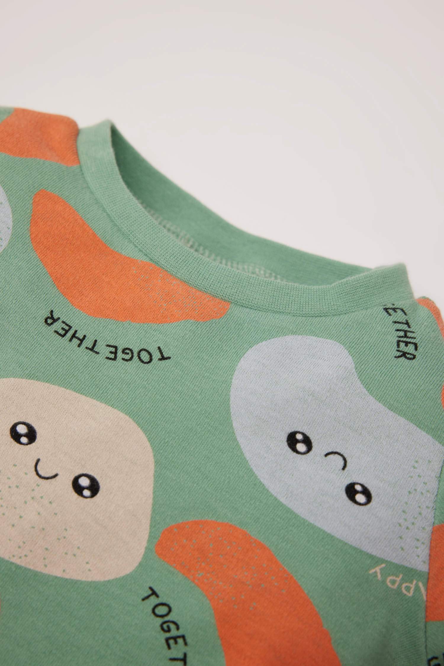 Erkek Bebek Pijama Takımı Desenli Uzun Kollu Üst Uzun Alt