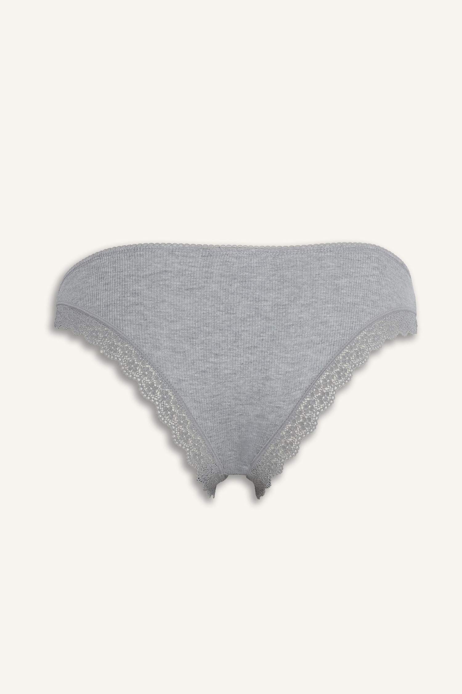 Комплект из 3 трусов в рубчик с кружевными деталями