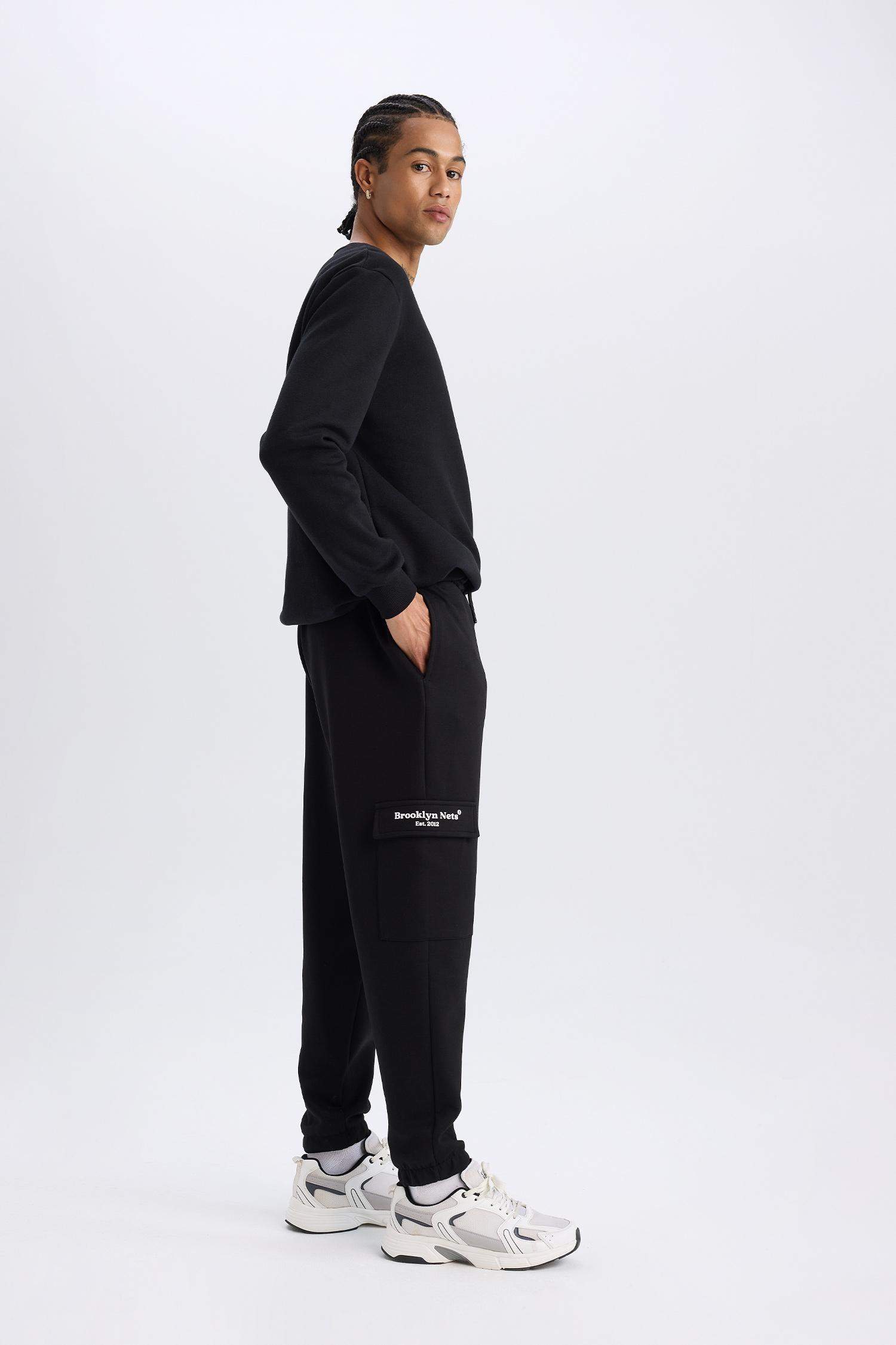 NBA Brooklyn Nets Jogger Eşofman Altı Standart Fit Cepli Skuba Dalgıç Kumaş Beli Bağcıklı Lastikli Paça