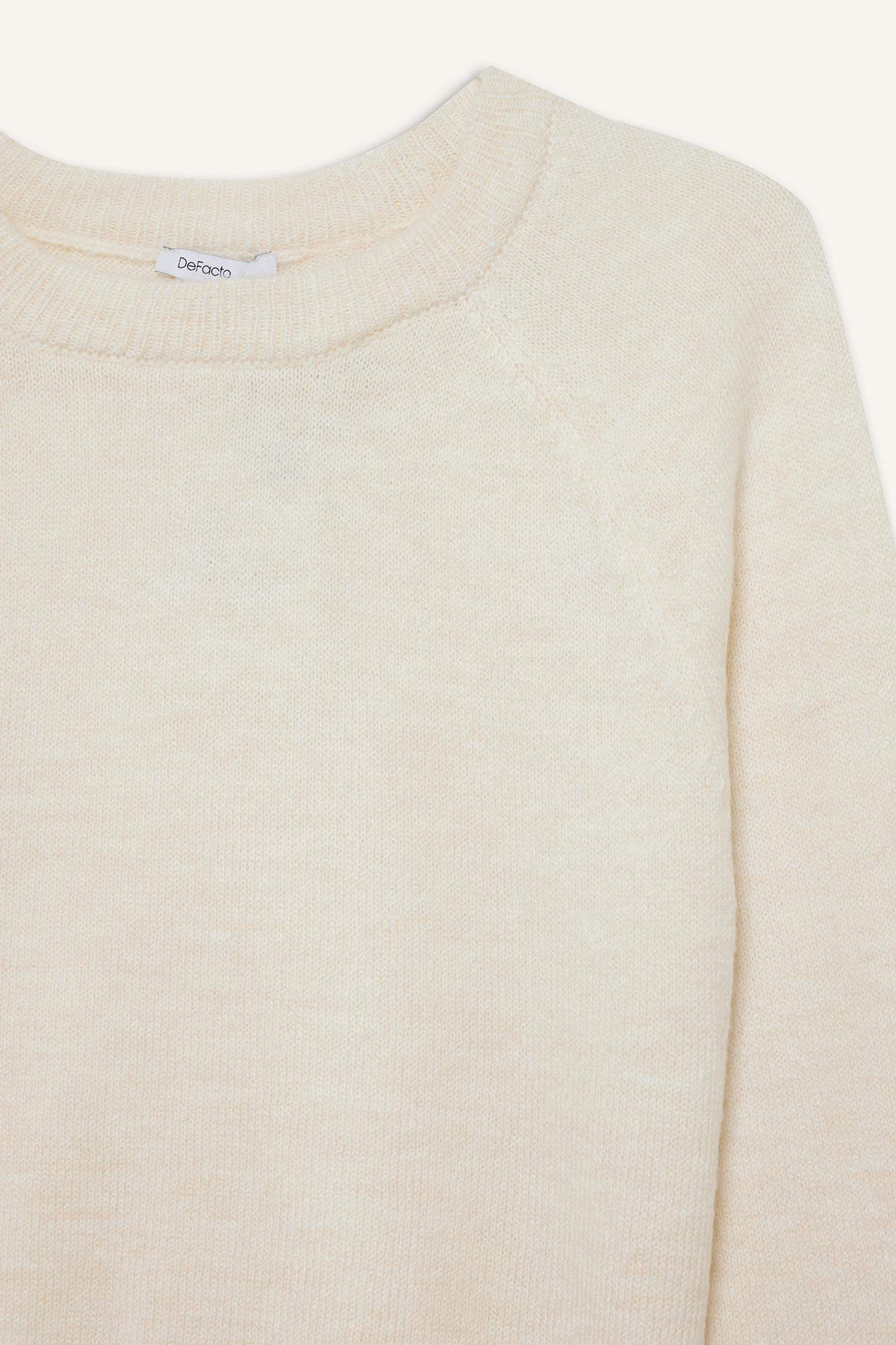 Regular Fit Bisiklet Yaka Basic Düz Soft Touch Yumuşak Triko Kazak