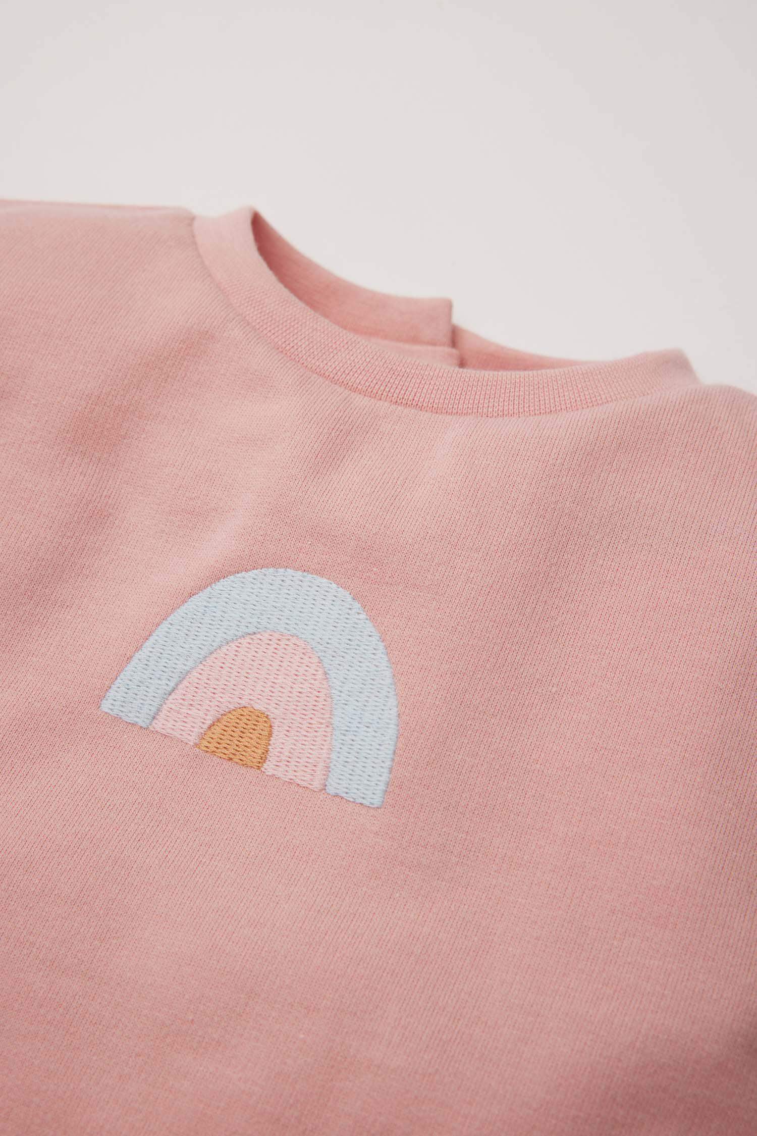 Kız Bebek 2'li Takım Sweatshirt Unicorn Baskılı Beli Lastikli Alt