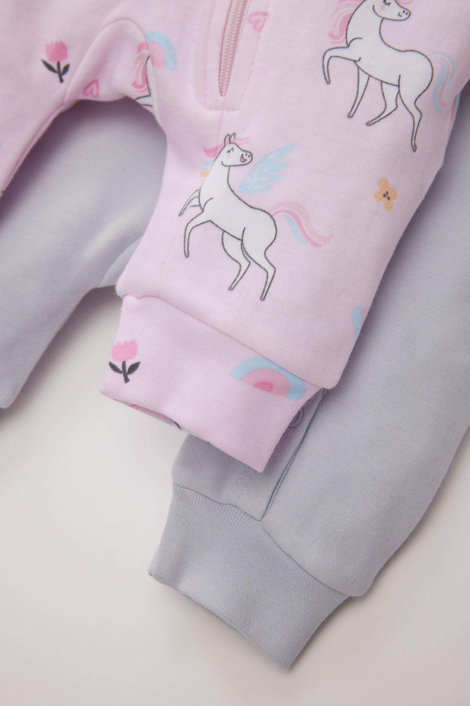 Girl Baby Newborn Unicorn Printed 2 Piece Long Sleeve Jumpsuit