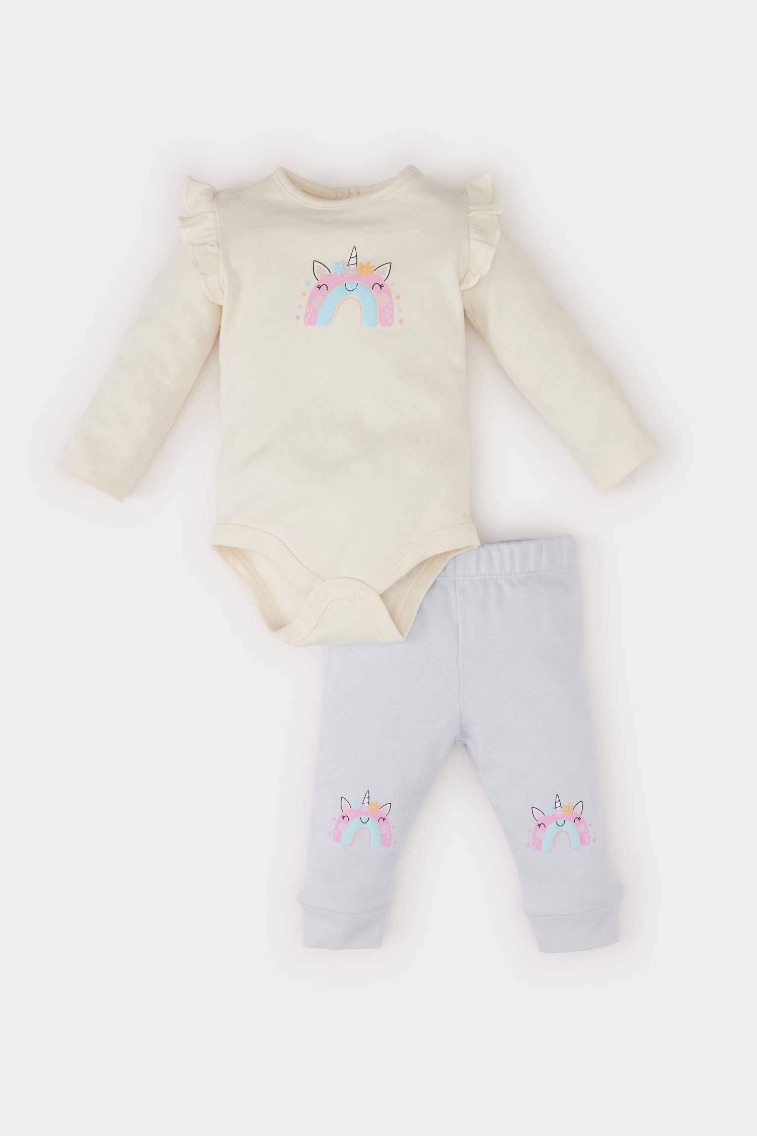 Baby Girl Unicorn Printed Snap Body Bottom 2 Piece Set