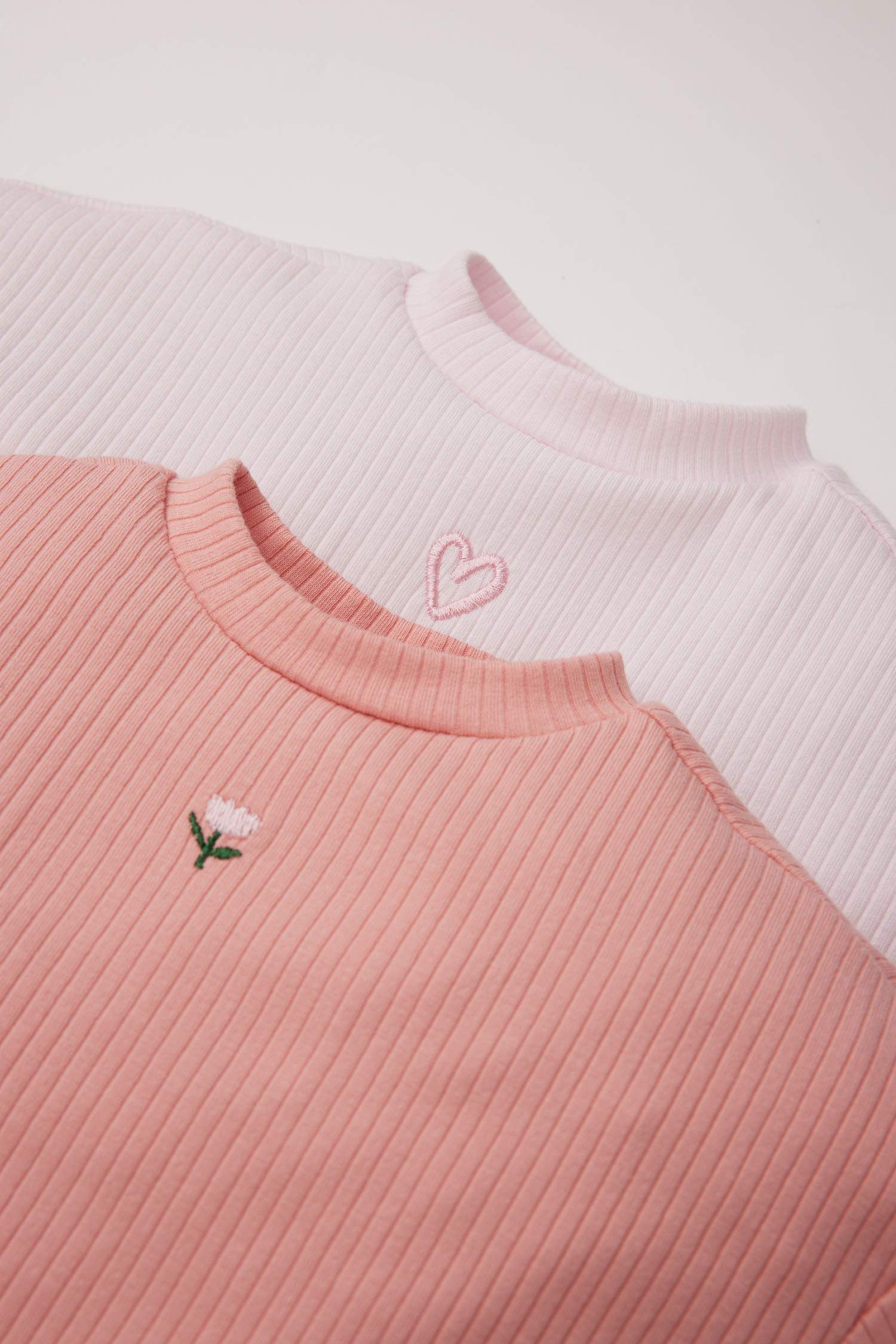 Baby Girl Embroidered Ribbed Camisole 2 Piece Long Sleeve T-Shirt