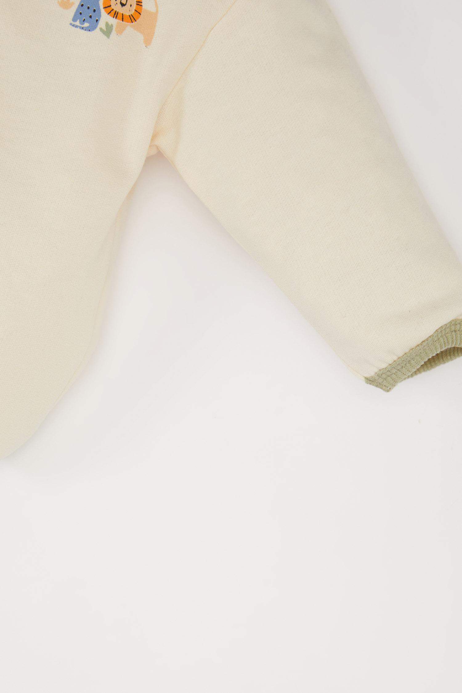 Erkek Bebek 2'li Takım Safari Baskılı Uzun Kollu Sweatshirt Beli Lastikli Eşofman Altı