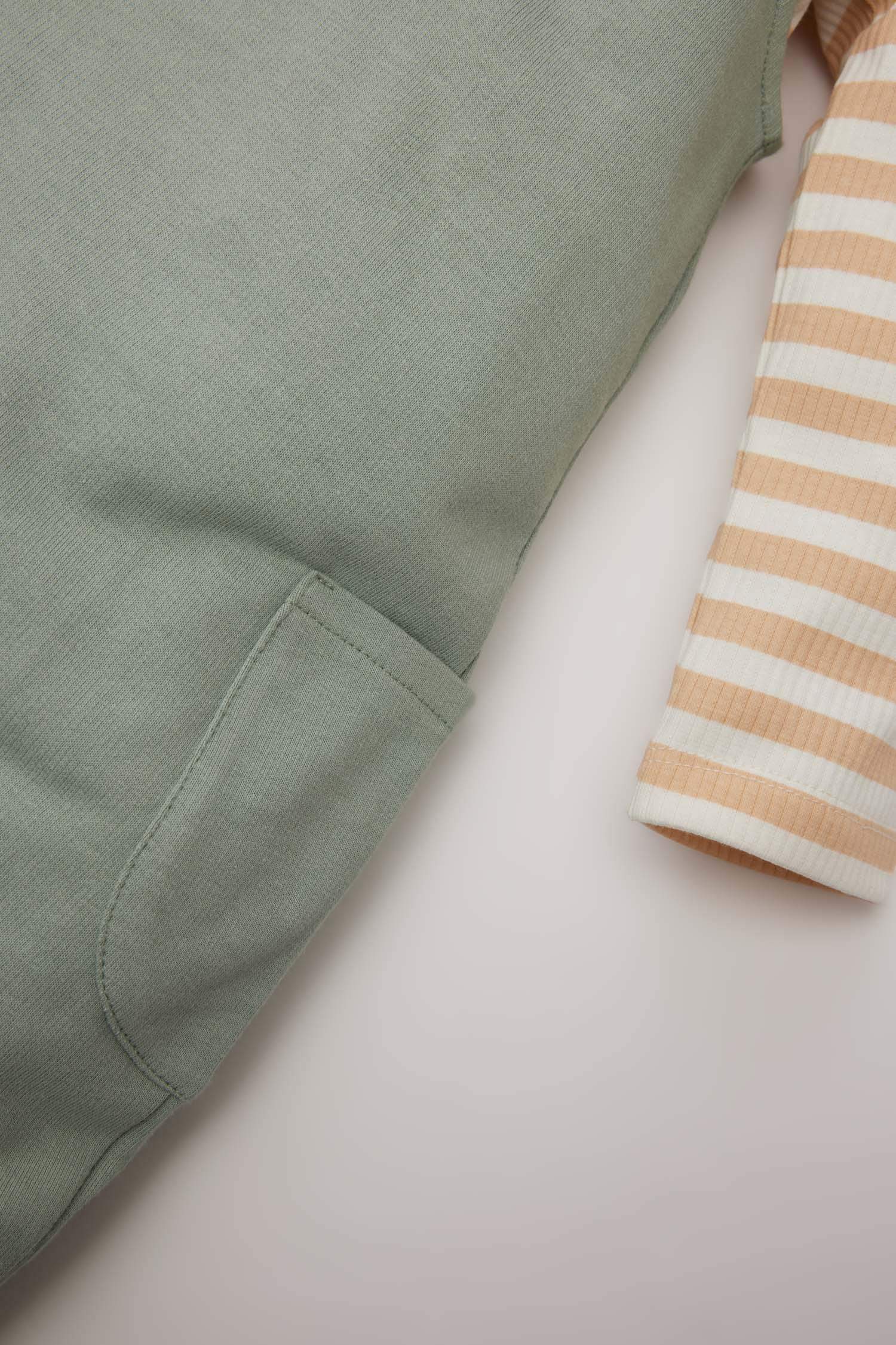 Erkek Bebek 2'li Takım Çizgili Uzun Kollu Tişört Baskılı Salopet Tulum