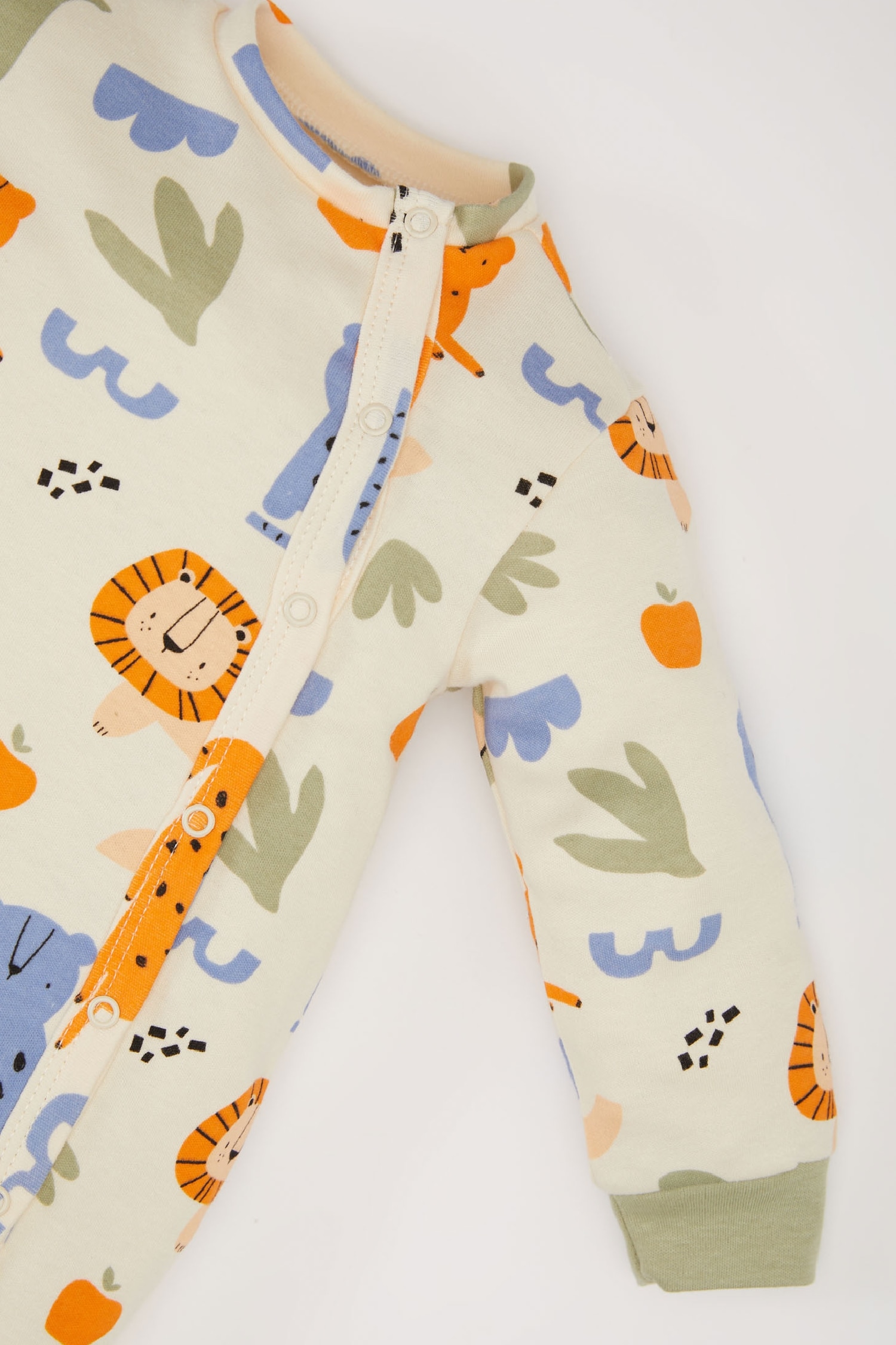 Baby Boy Newborn Safari Printed Snap Jumpsuit