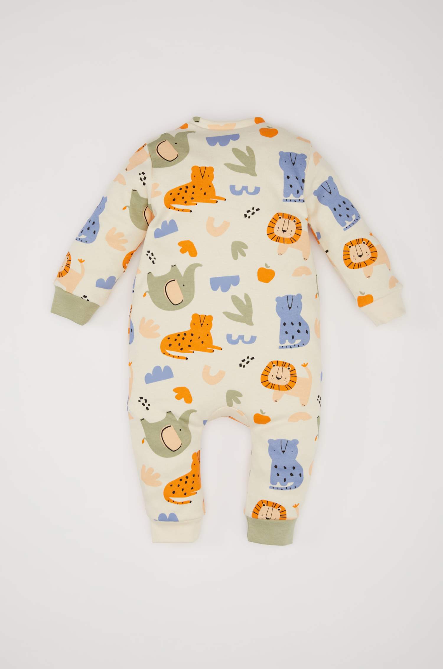 Baby Boy Newborn Safari Printed Snap Jumpsuit