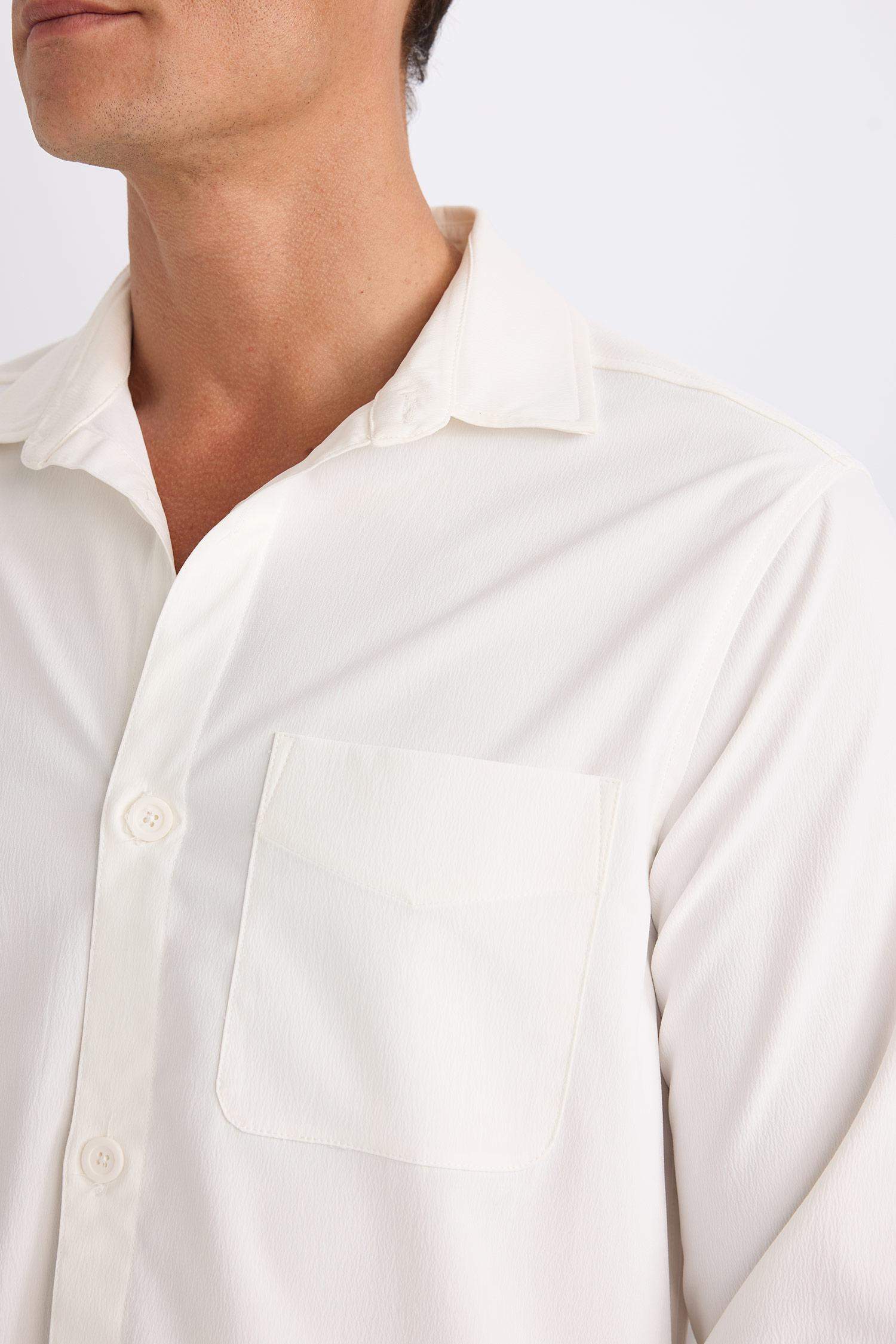 Regular Fit Polo Collar Long Sleeve Shirt