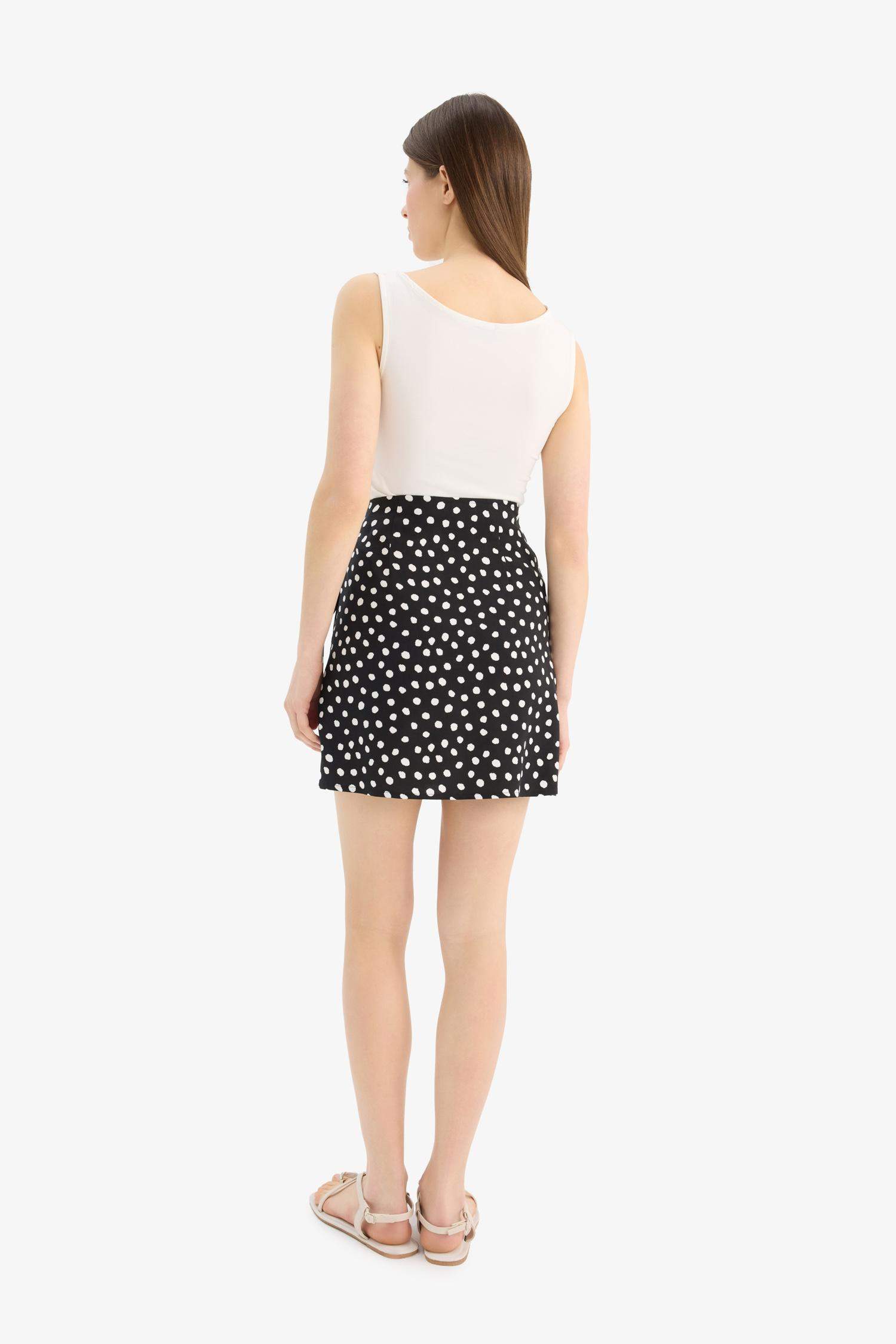 A Cut Printed High Waist Mini Skirt