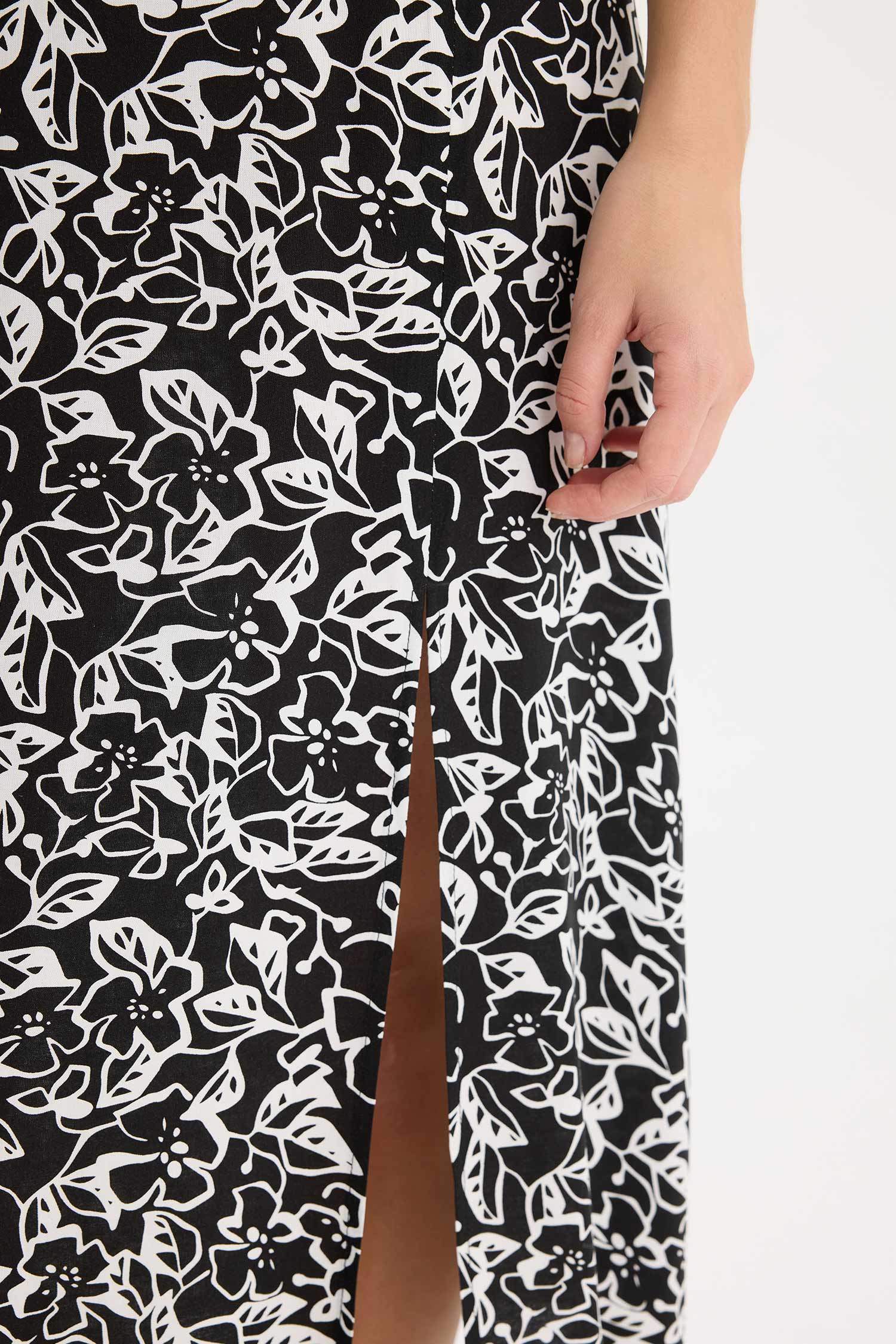 Юбка А-силуэта, миди с высокой талией, цветочный принт