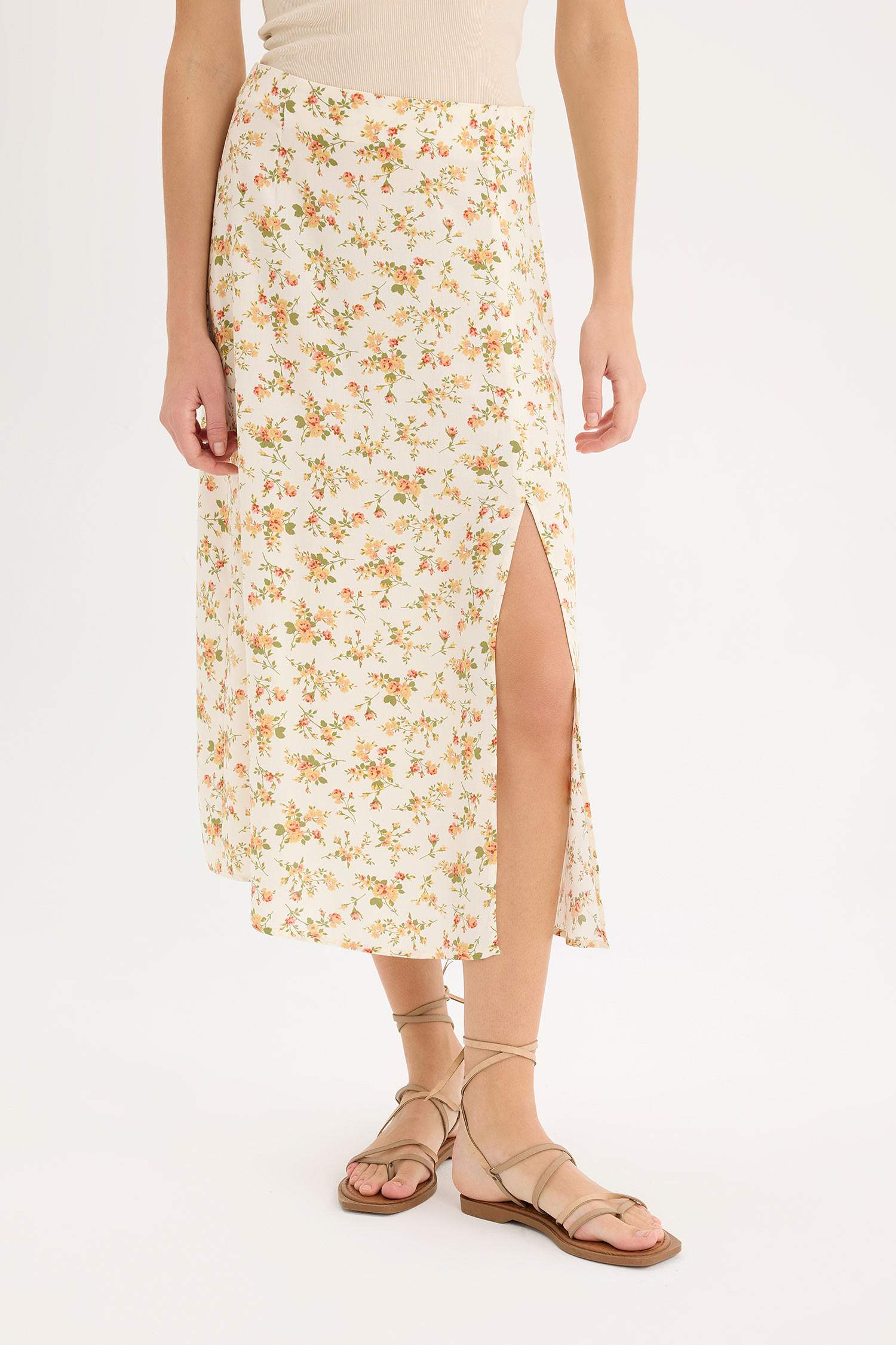 гүлді a сызығы орташа ұзындық Тоқылған юбка