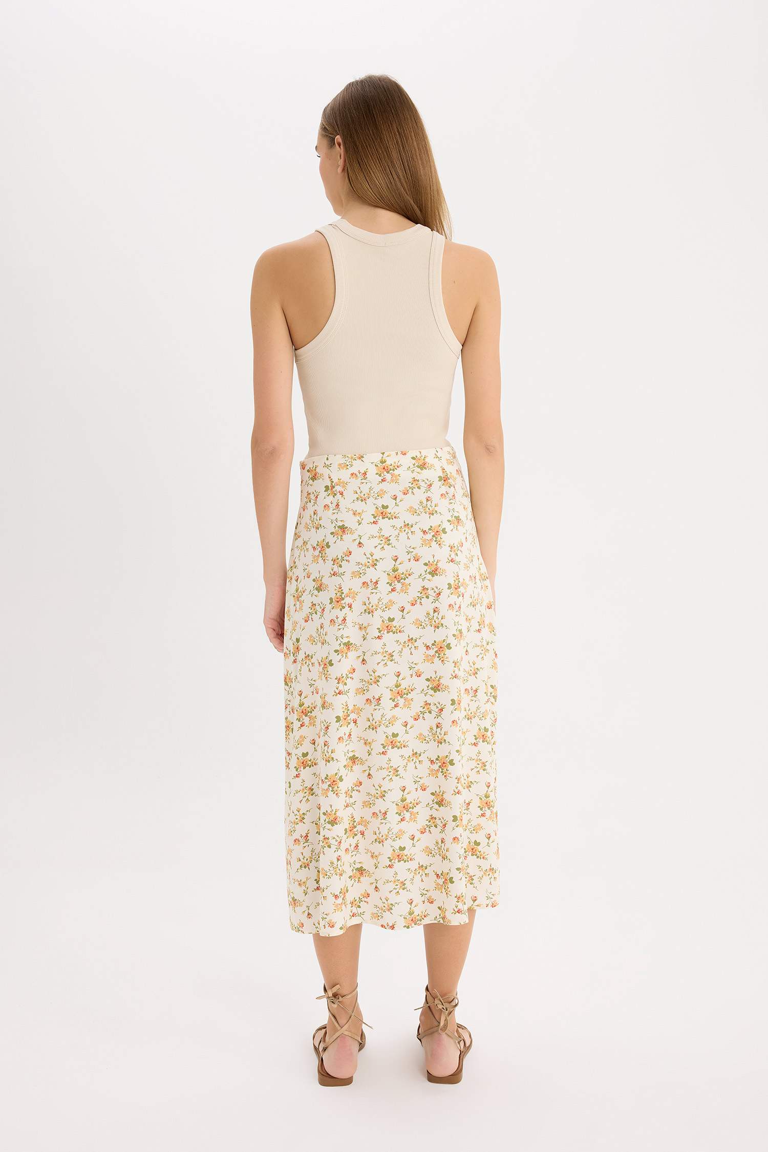 гүлді a сызығы орташа ұзындық Тоқылған юбка